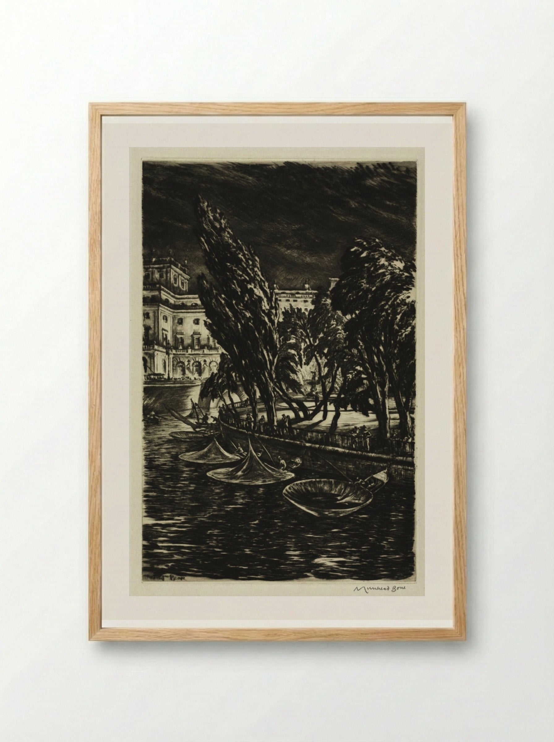 Windy Night, Stockholm - Muirhead Bone - Framed Print Wood