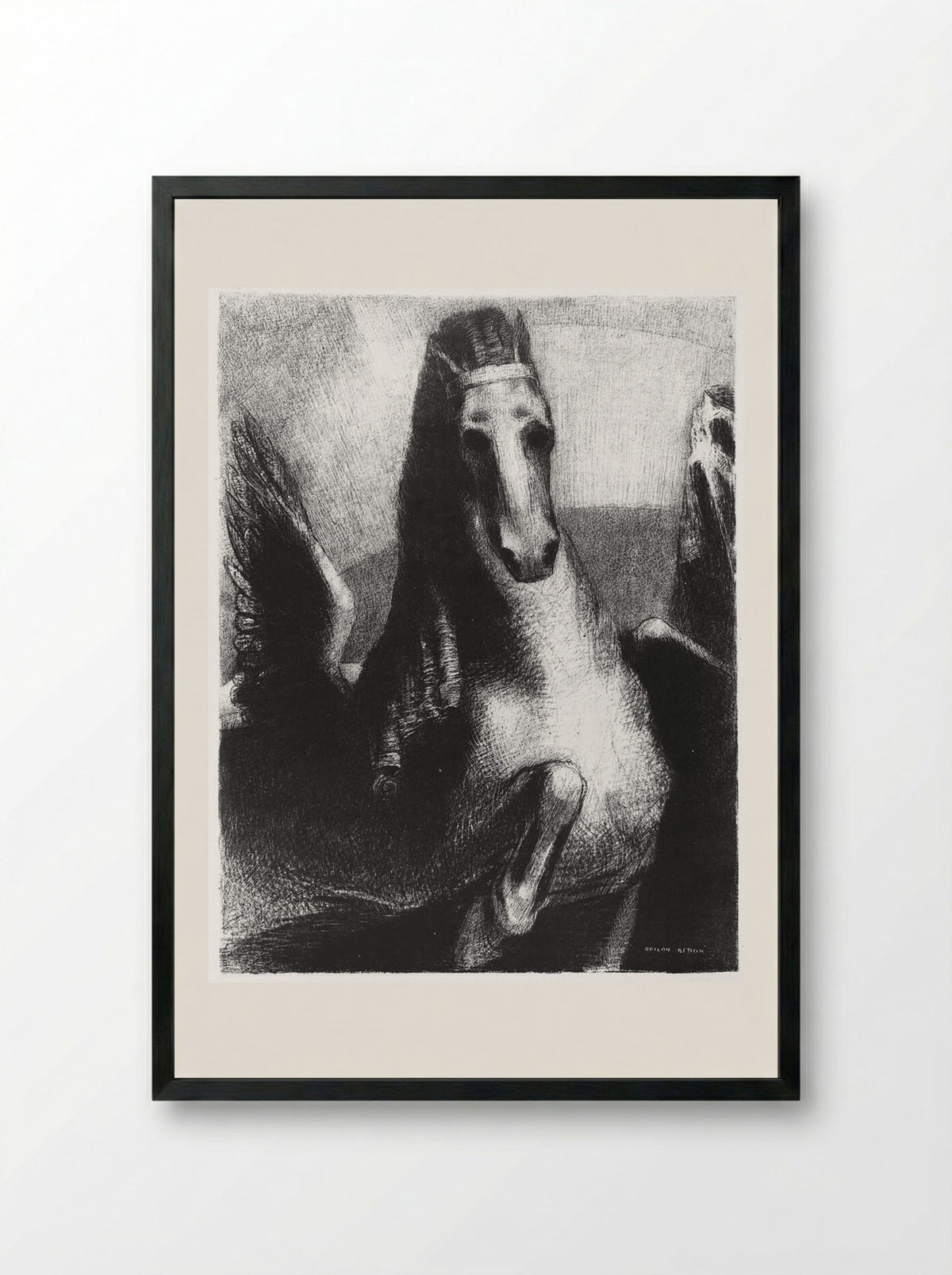 Wing (Pegasus) - Odilon Redon - Framed Print Black
