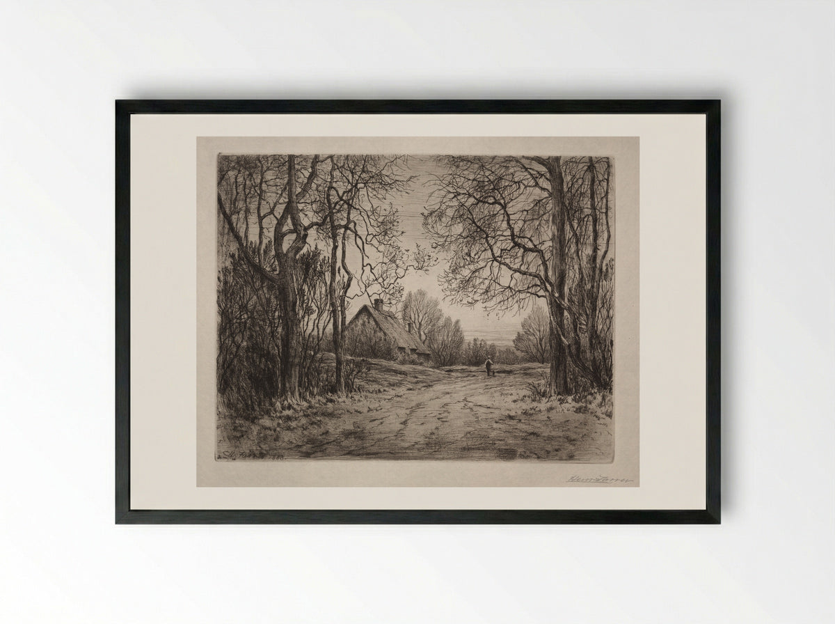 Winter Evening - Henry Farrer - Framed Print Black