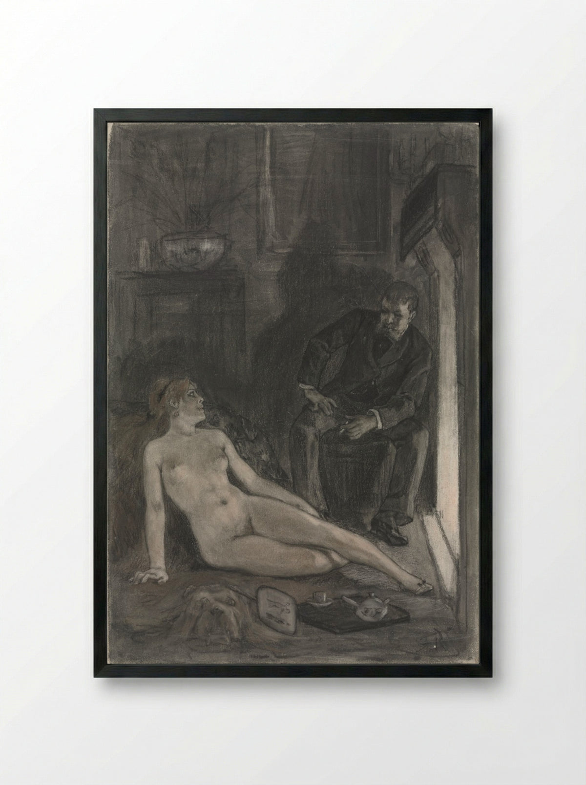 Winter Evening - Félicien Rops - Framed Print Black