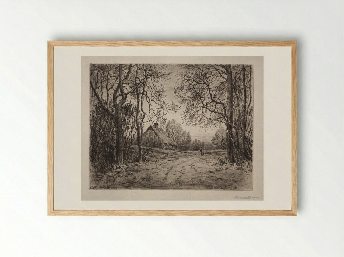 Winter Evening - Henry Farrer - Framed Print Wood