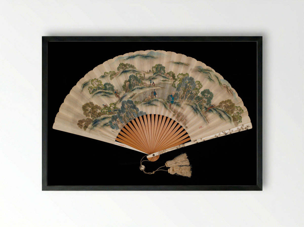 Winter Farming Scene - Katsushika Isai - Framed Print Black