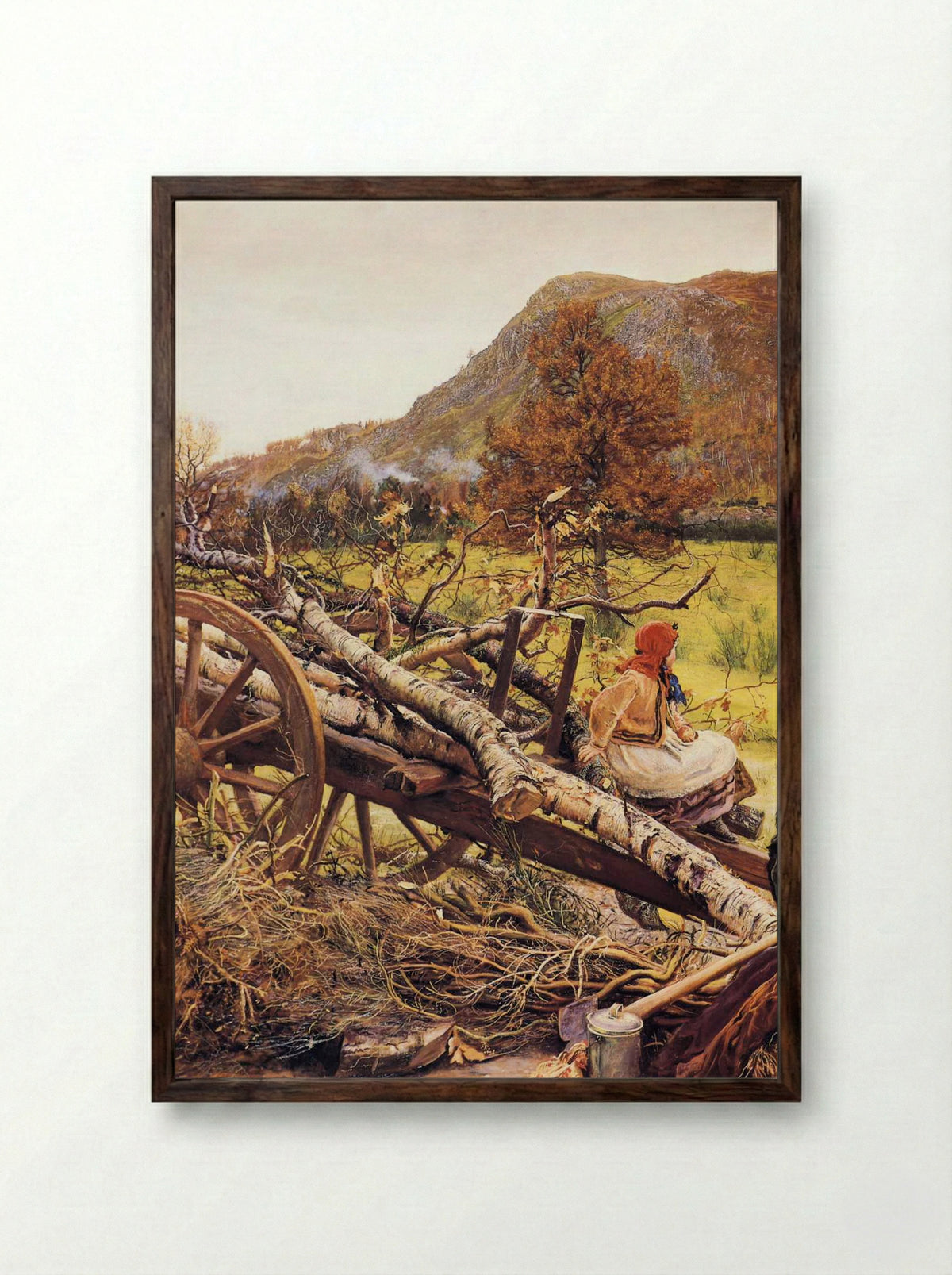 Winter Fuel - John Everett Millais - Framed Print Dark Wood