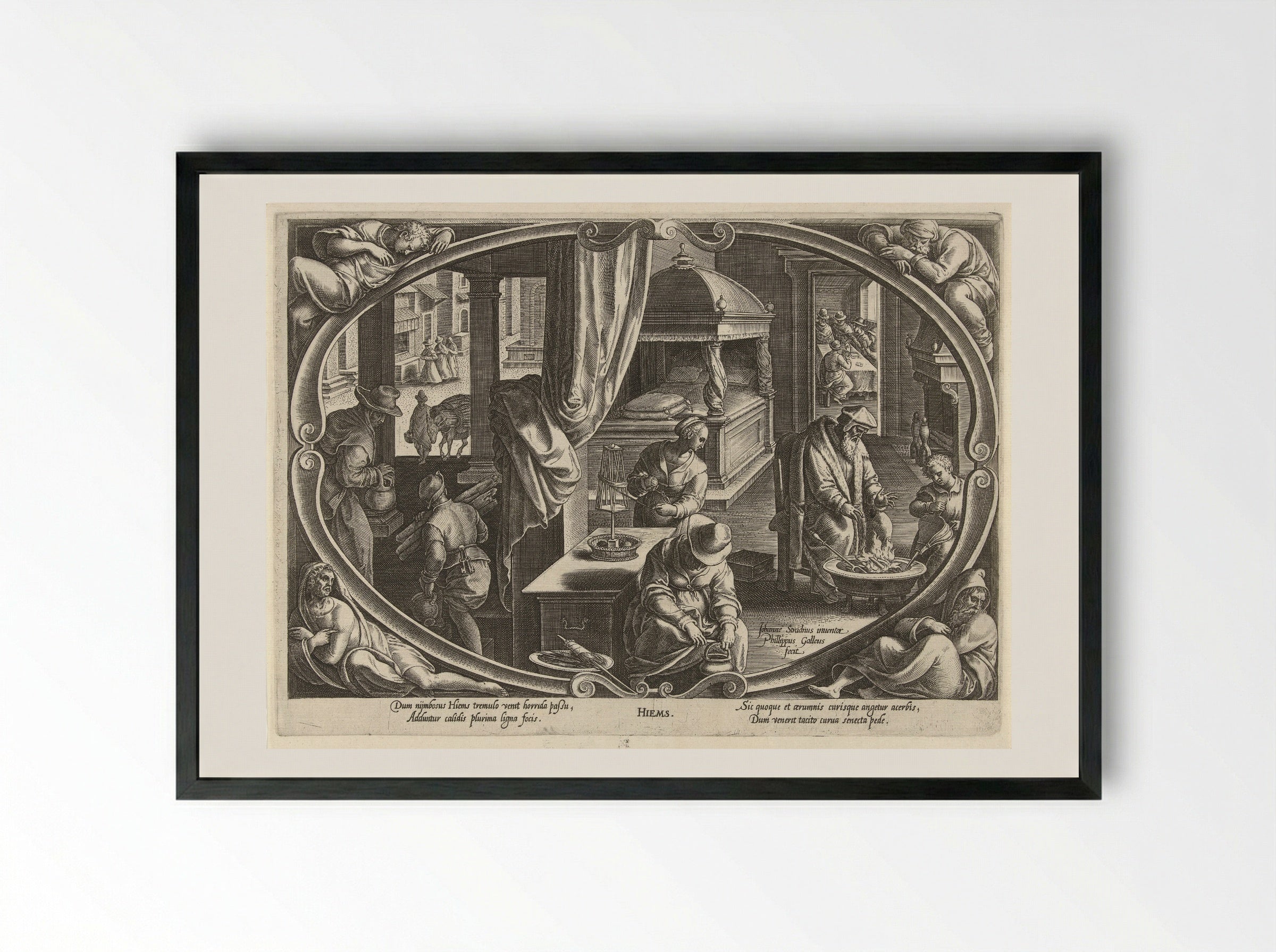 Winter (Hiems) - Philips Galle - Framed Print Black