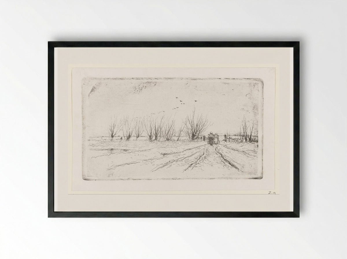 Winter Landscape with Milkmaids - Anton Mauve - Framed Print Black