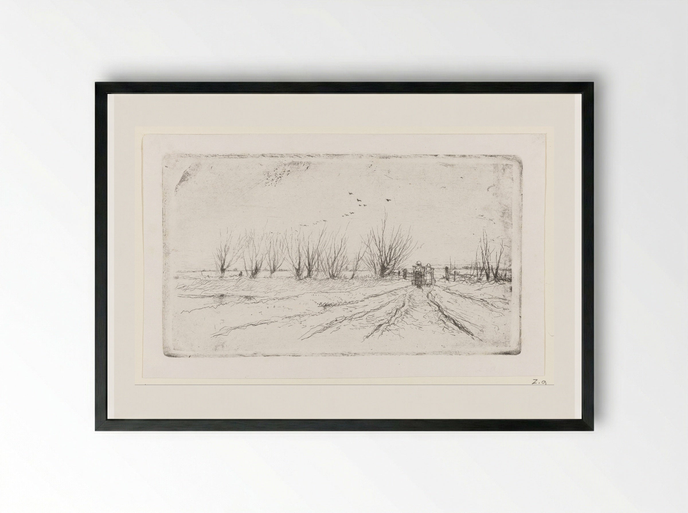 Winter Landscape with Milkmaids - Anton Mauve - Framed Print Black