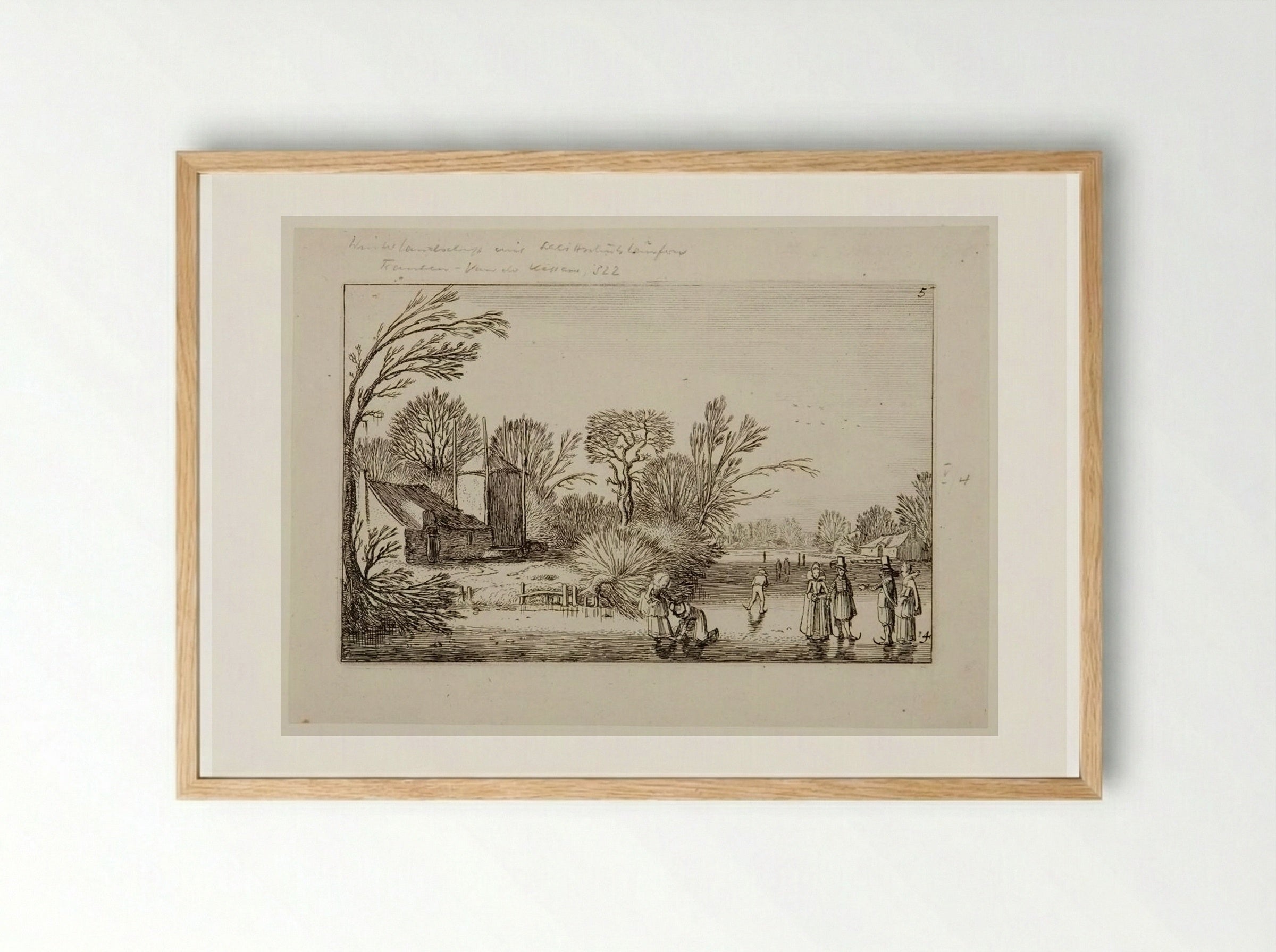Winter Landscape with Skaters - Jan van de Velde II - Framed Print Wood