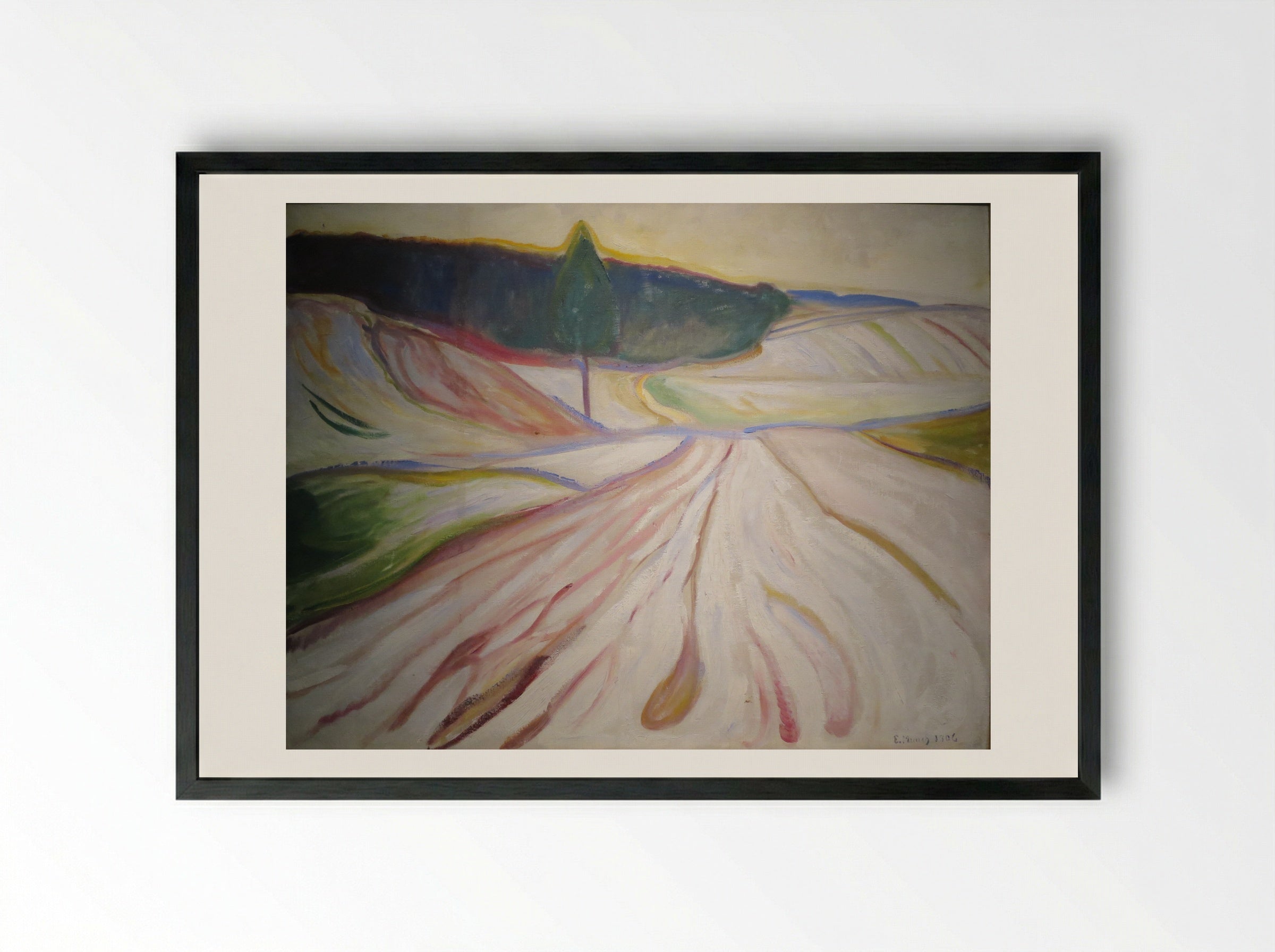 Winter Landscape - Edvard Munch - Framed Print Black