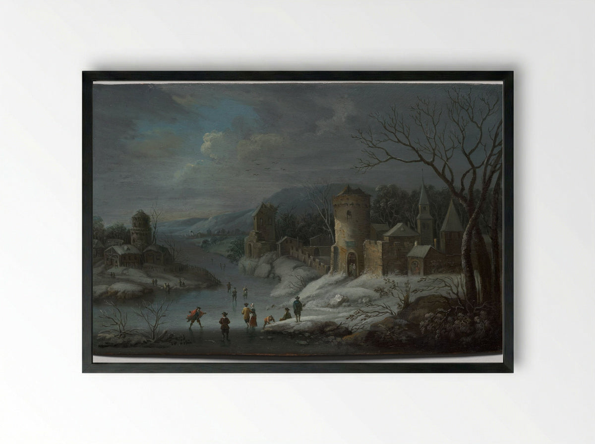 Winter Landscape - Jan Griffier - Framed Print Black