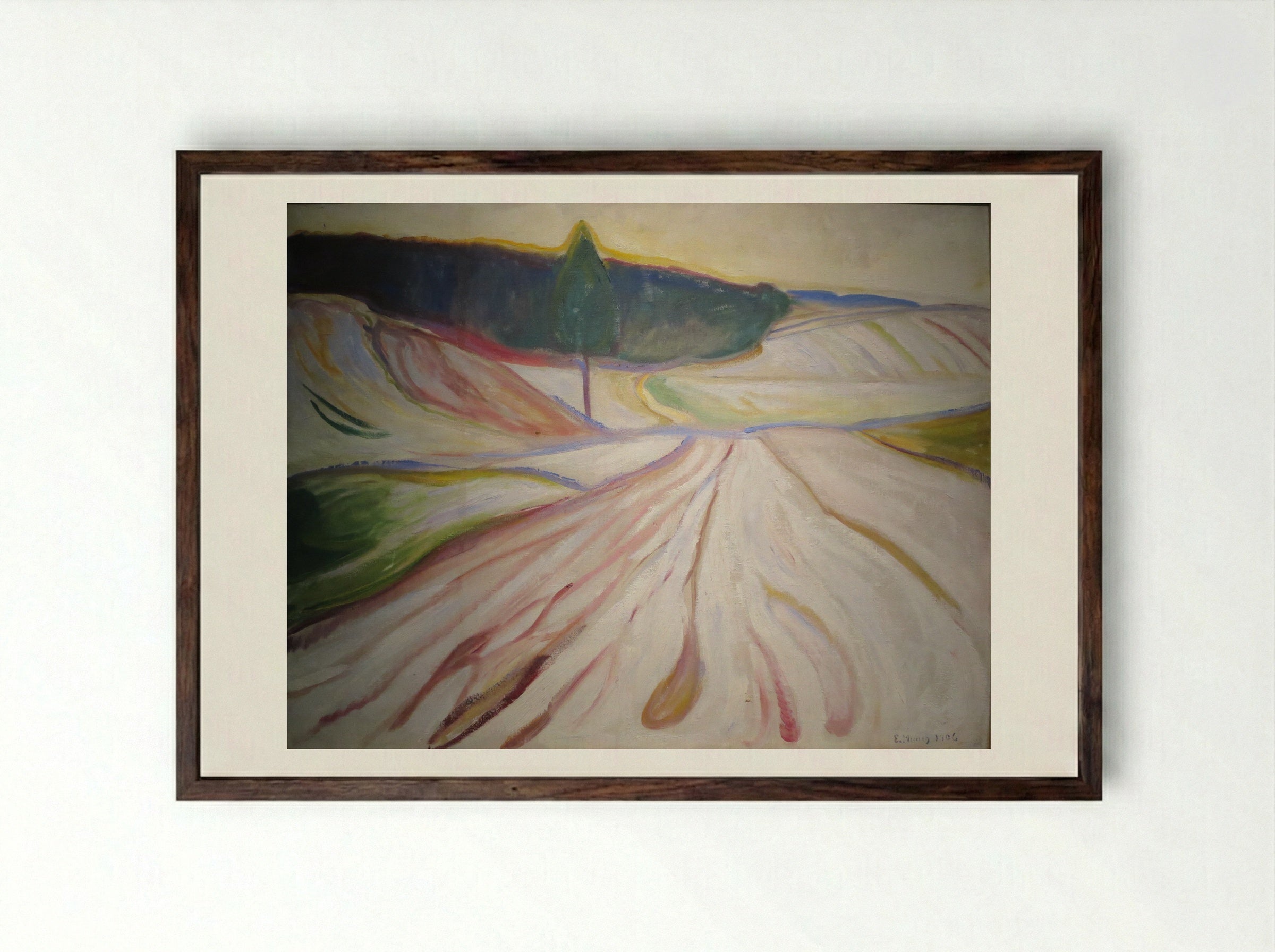 Winter Landscape - Edvard Munch - Framed Print Dark Wood