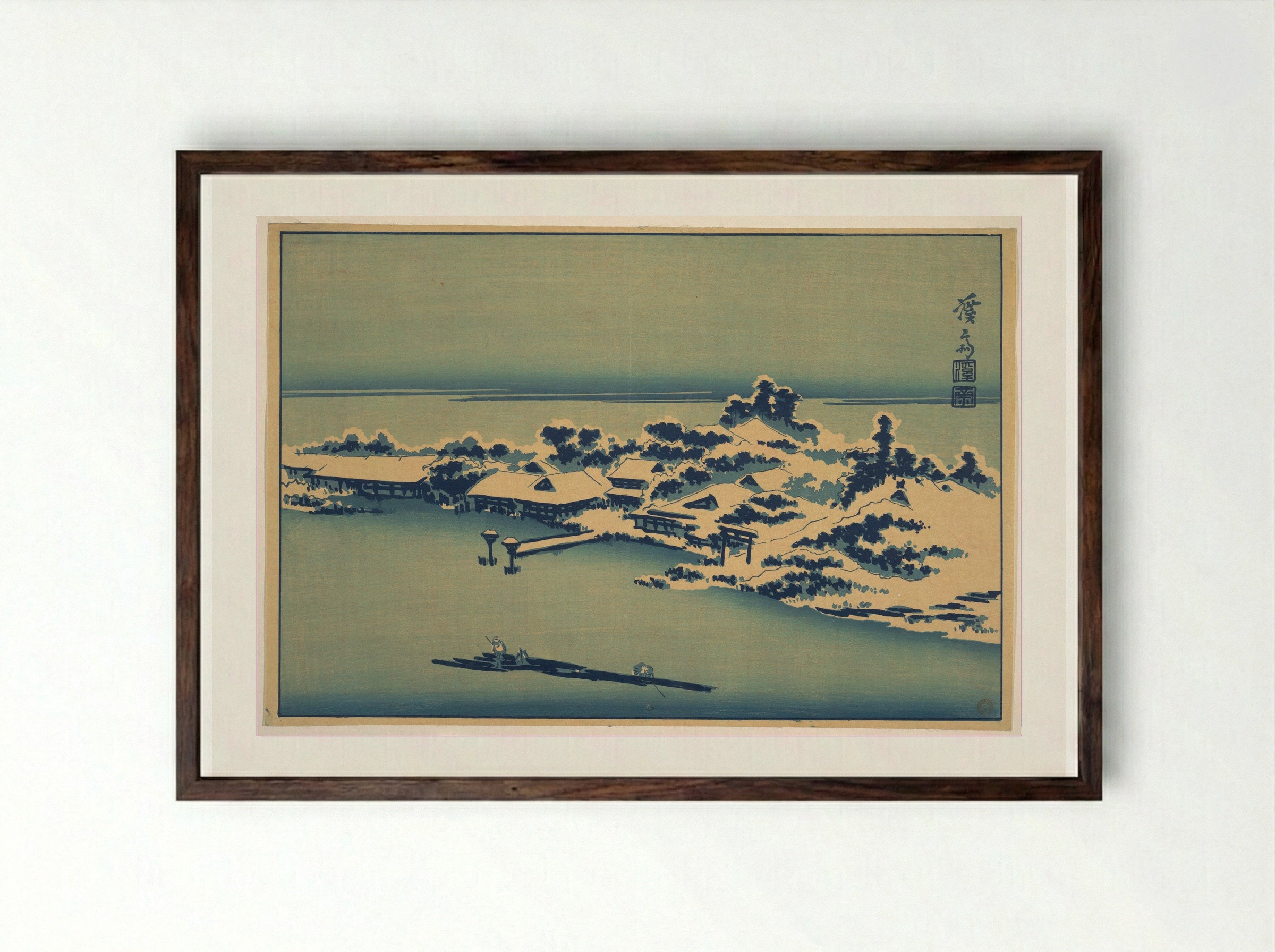 Winter Landscape - Keisai Eisen - Framed Print Dark Wood