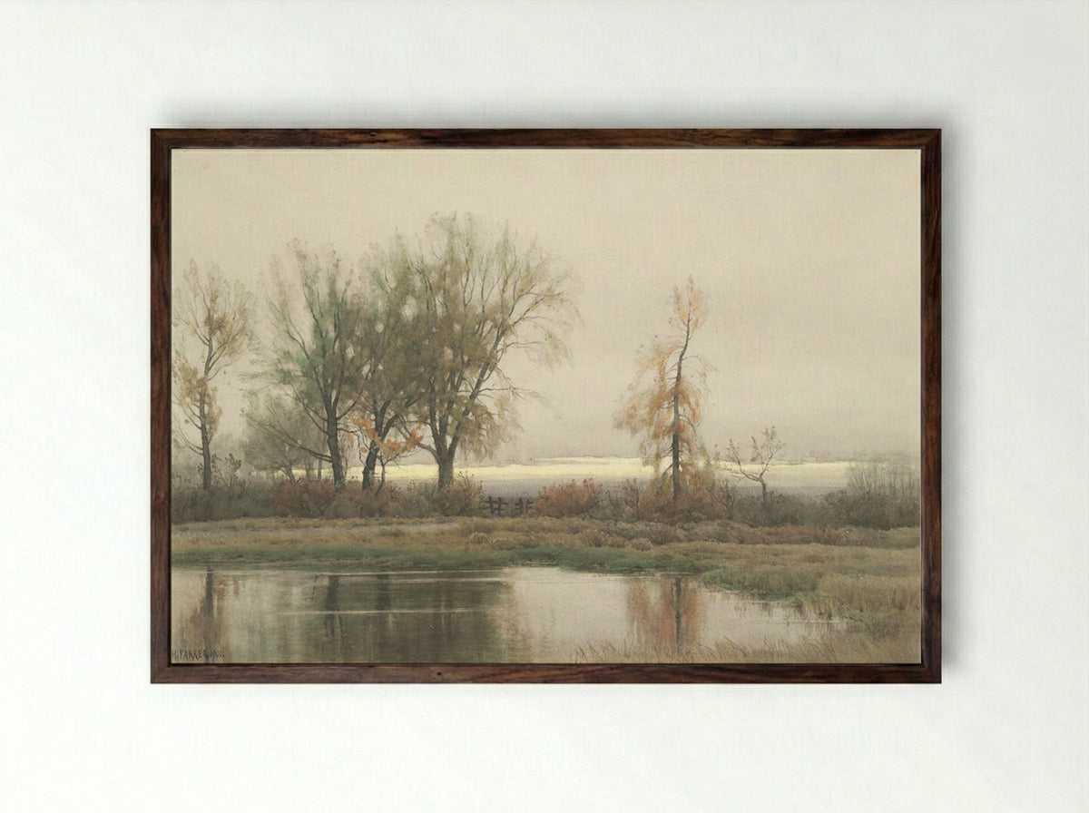 Winter Landscape - Henry Farrer - Framed Print Dark Wood