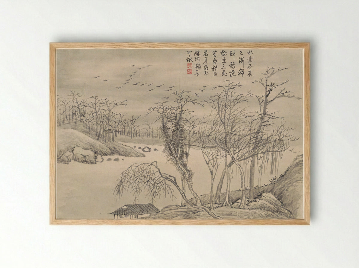 Winter Landscapes and Flowers - Qian Weicheng - Framed Print Wood