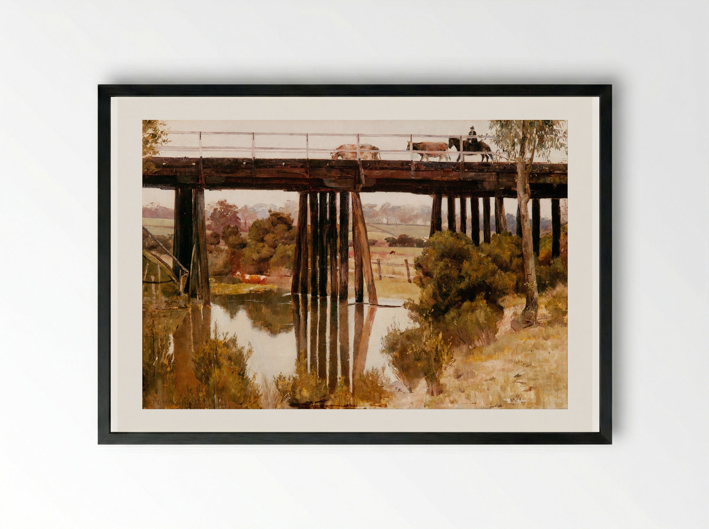 Winter Morning after Rain, Gardiner's Creek - Tom Roberts - Framed Print Black