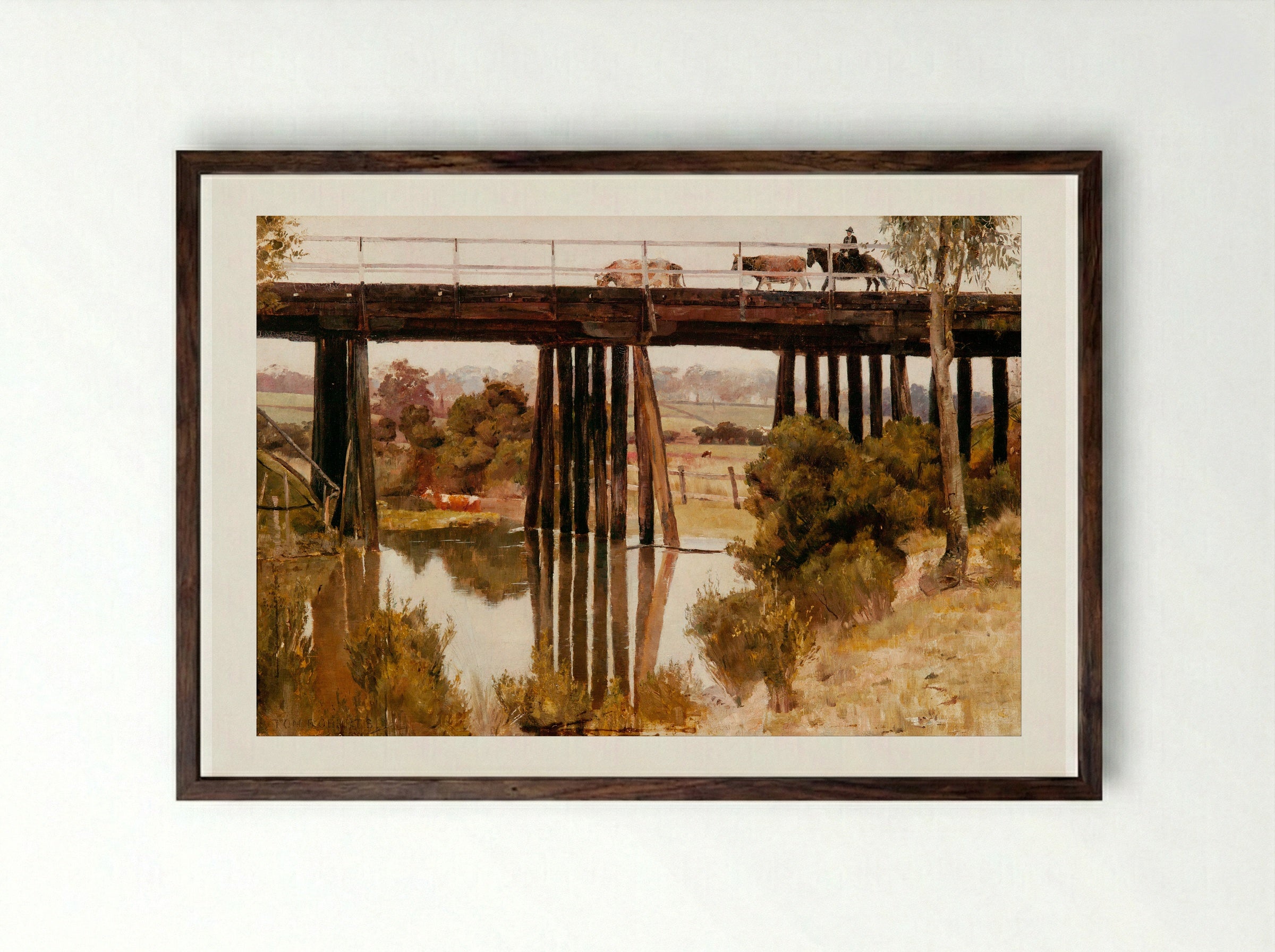 Winter Morning after Rain, Gardiner's Creek - Tom Roberts - Framed Print Dark Wood