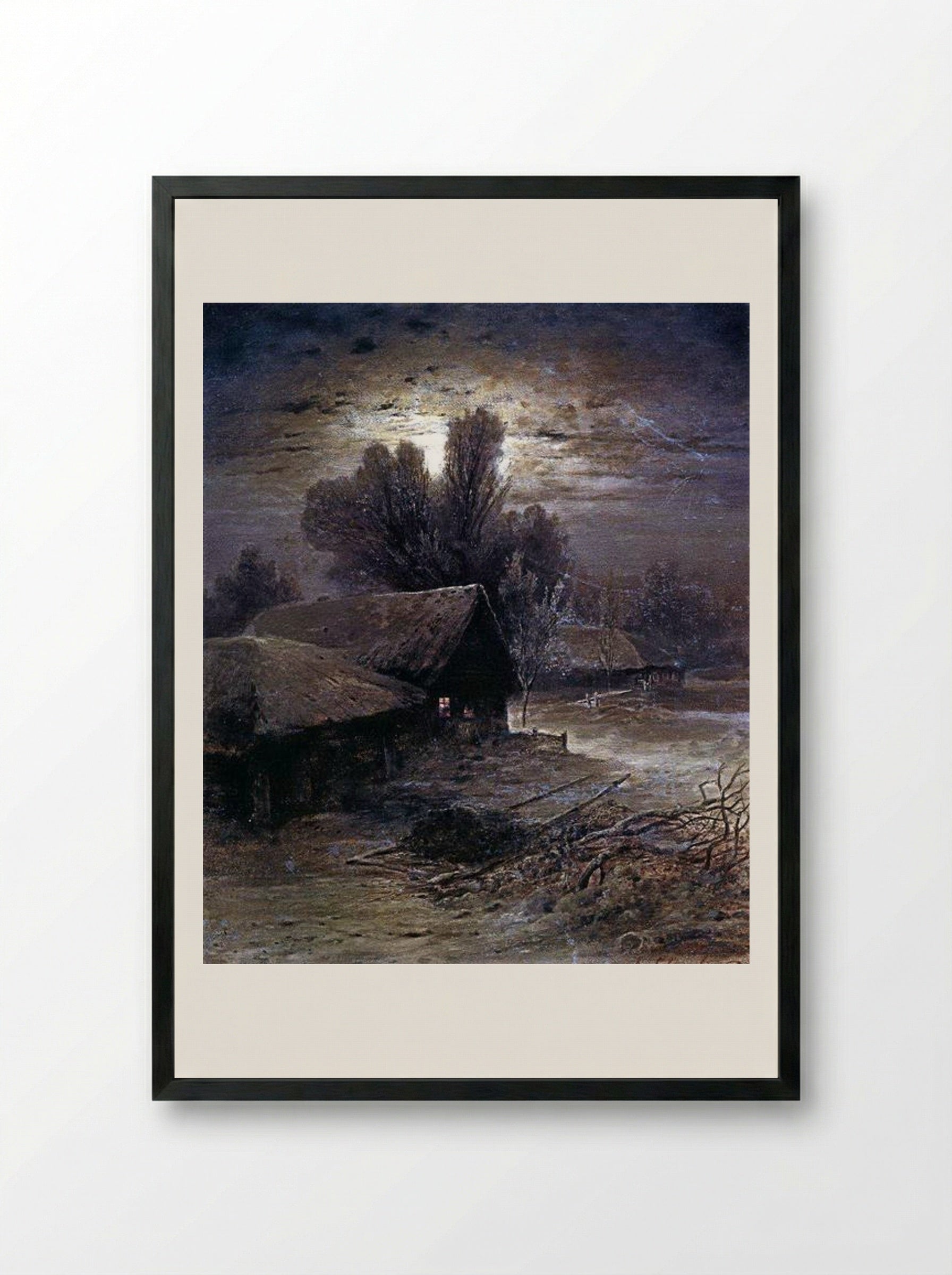 Winter Night - Aleksey Savrasov - Framed Print Black