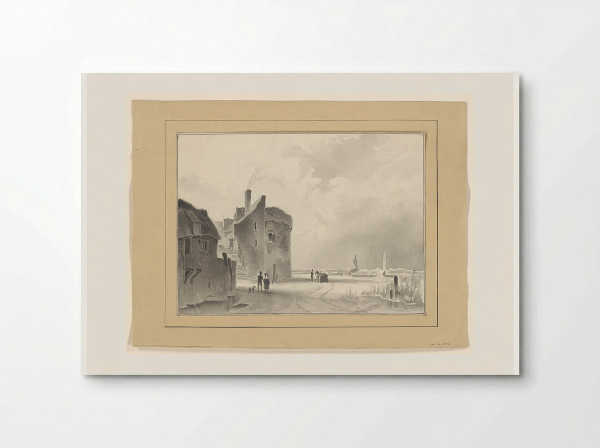 Winter Scene with Tower and Figures - Johannes van Reijn - Poster