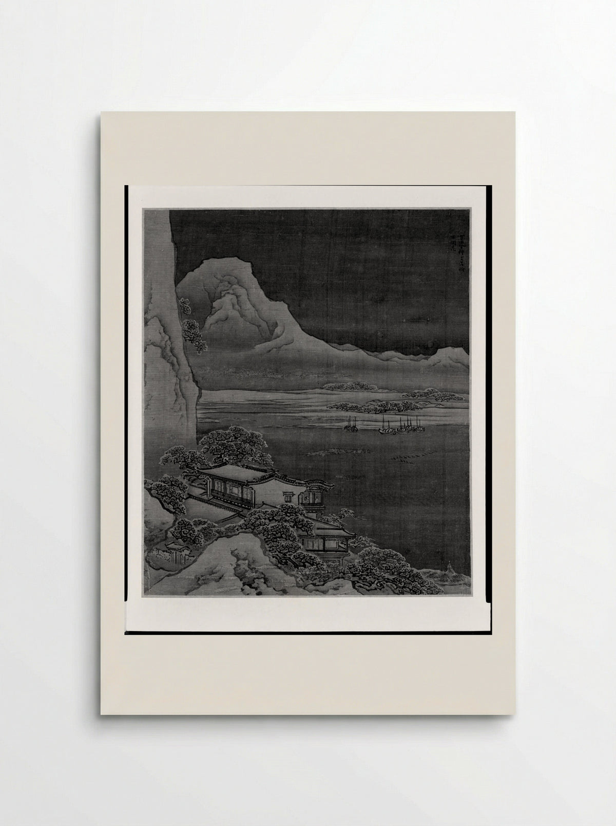 Winter Scene: Mountains and Lakeside Lodge in Snow - Yuan Yao - Poster