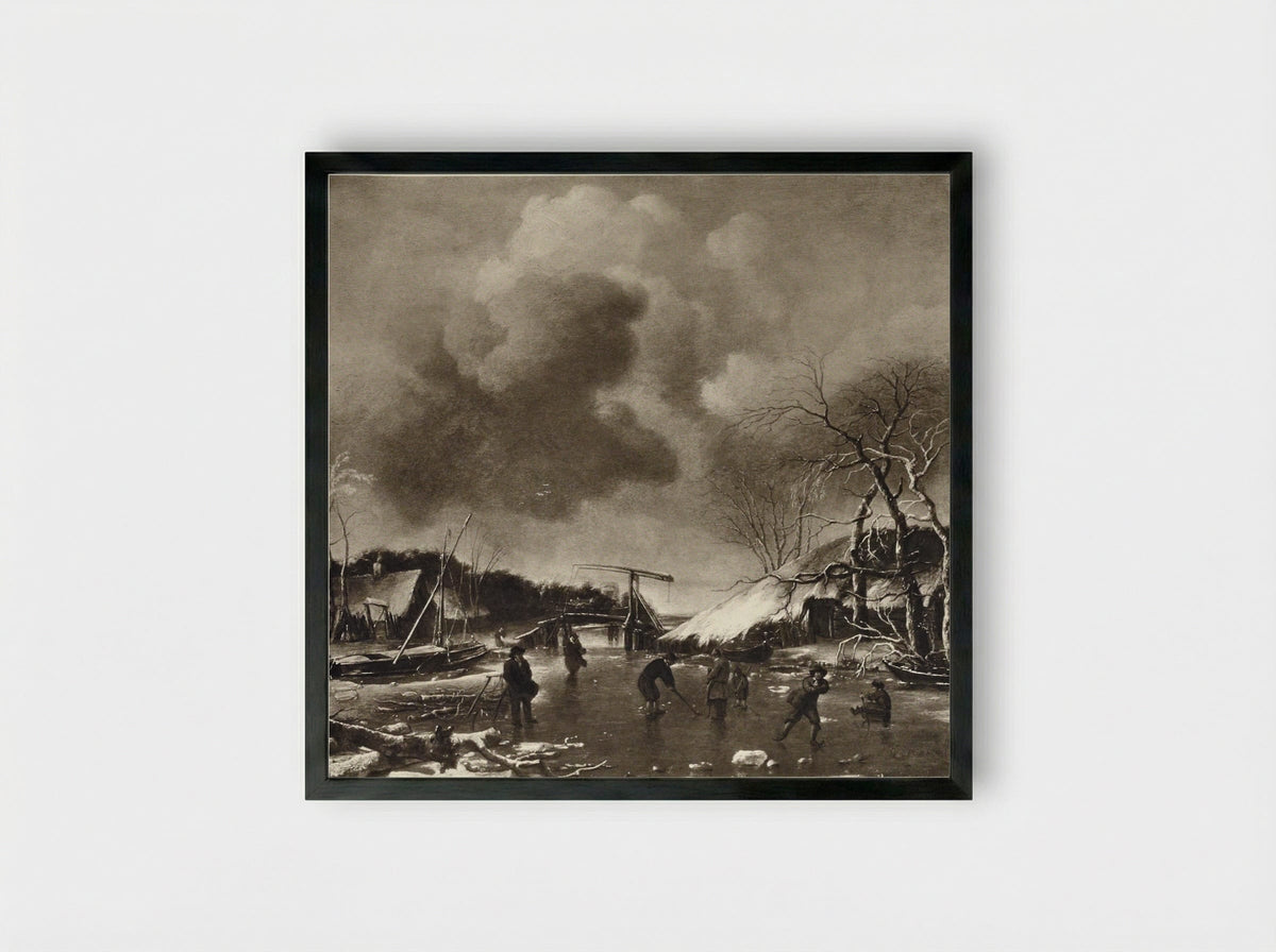 Winter Scene - Jan van de Cappelle - Framed Print Black