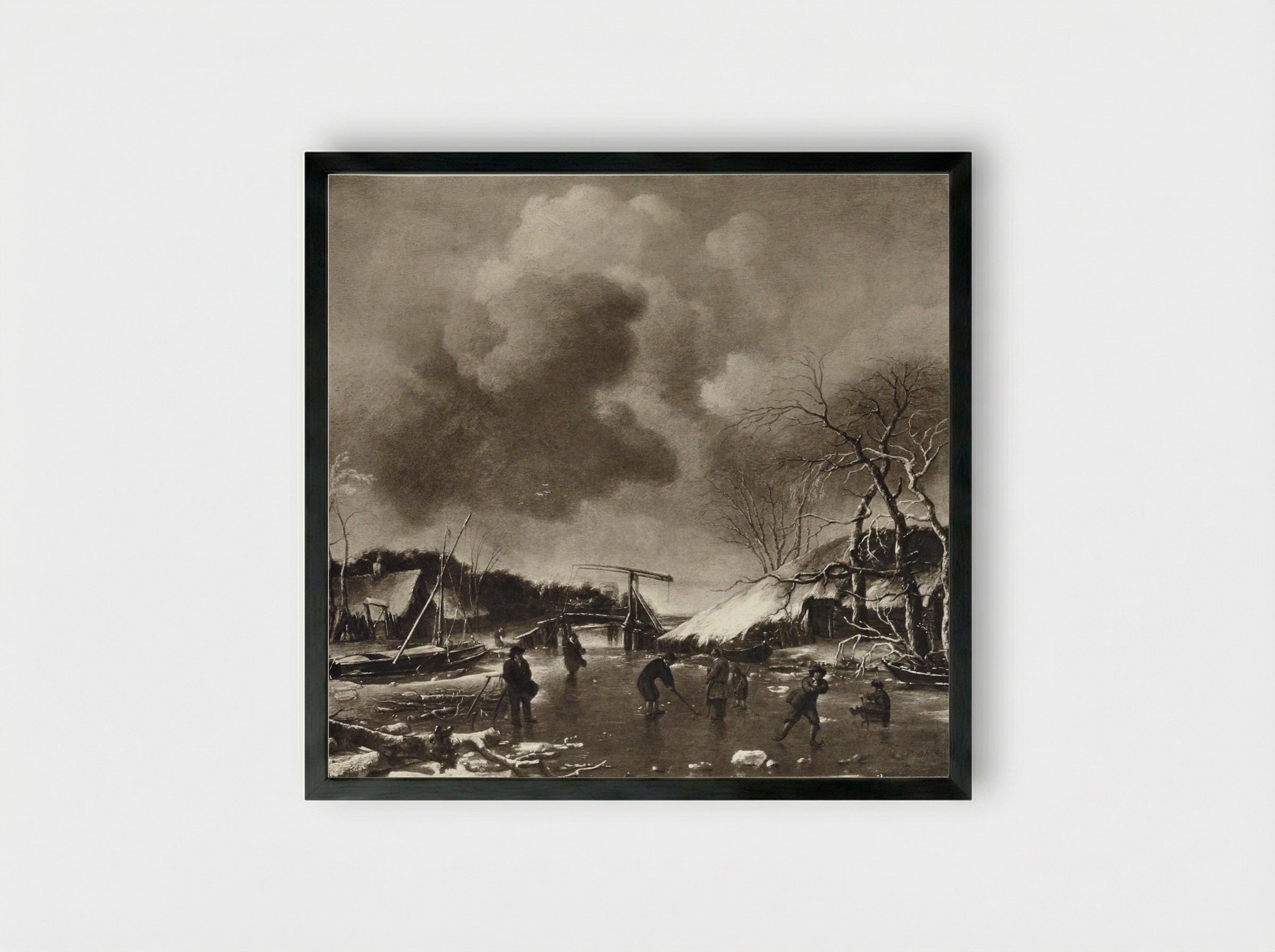 Winter Scene - Jan van de Cappelle - Framed Print Black