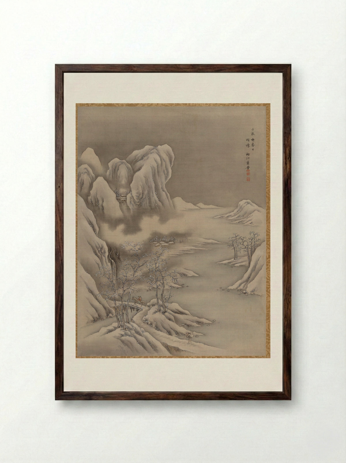 Winter Scene - Seki Shūkō - Framed Print Dark Wood