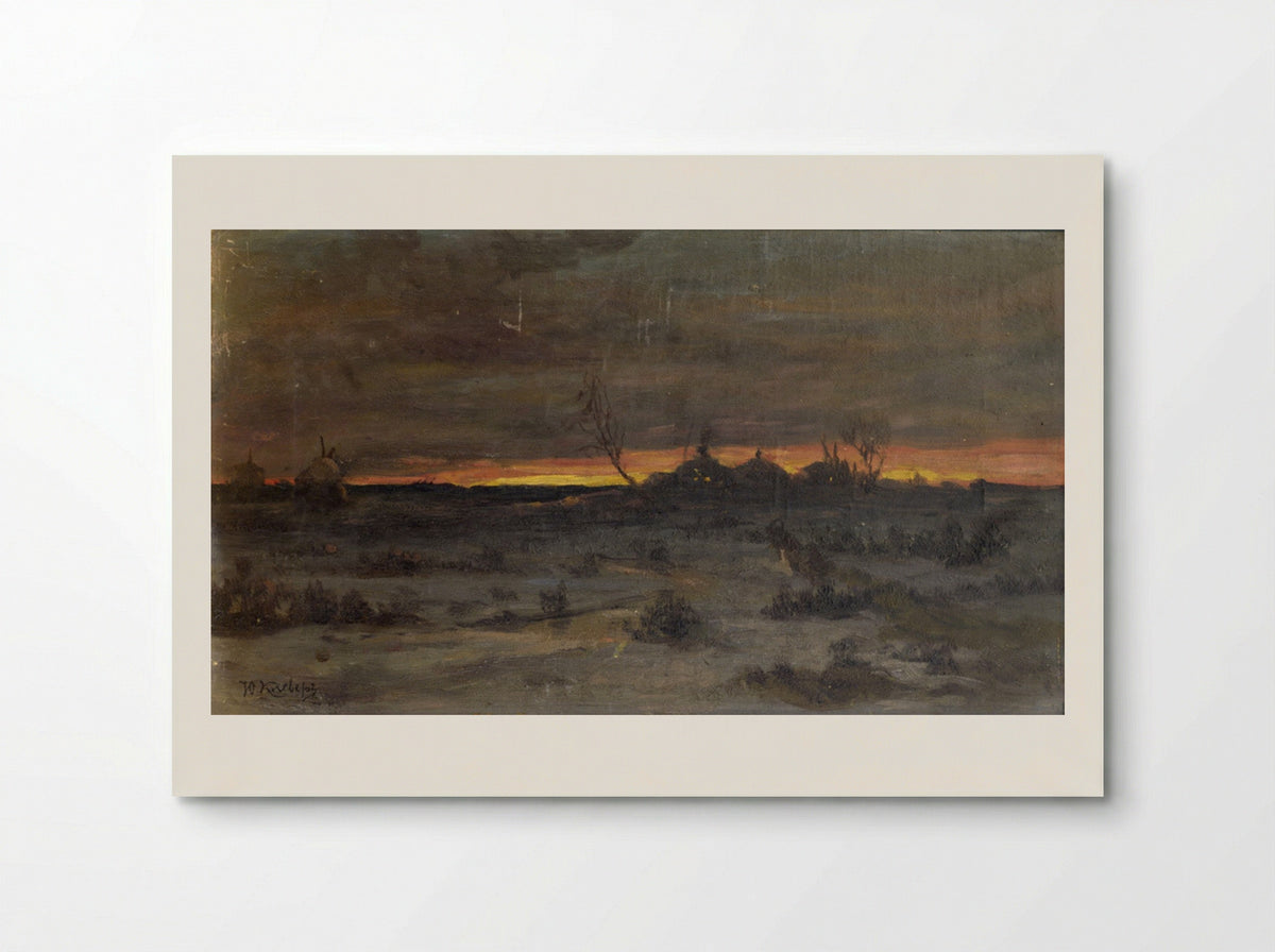 Winter Sunset over a Village - Julius Sergius von Klever - Poster
