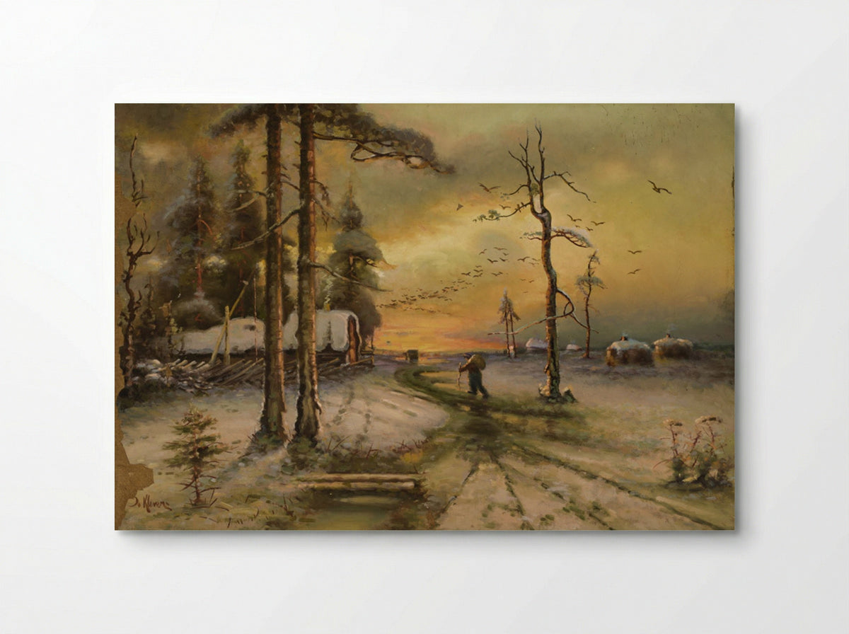 Winter Twilight with a Traveller - Julius Sergius von Klever - Poster
