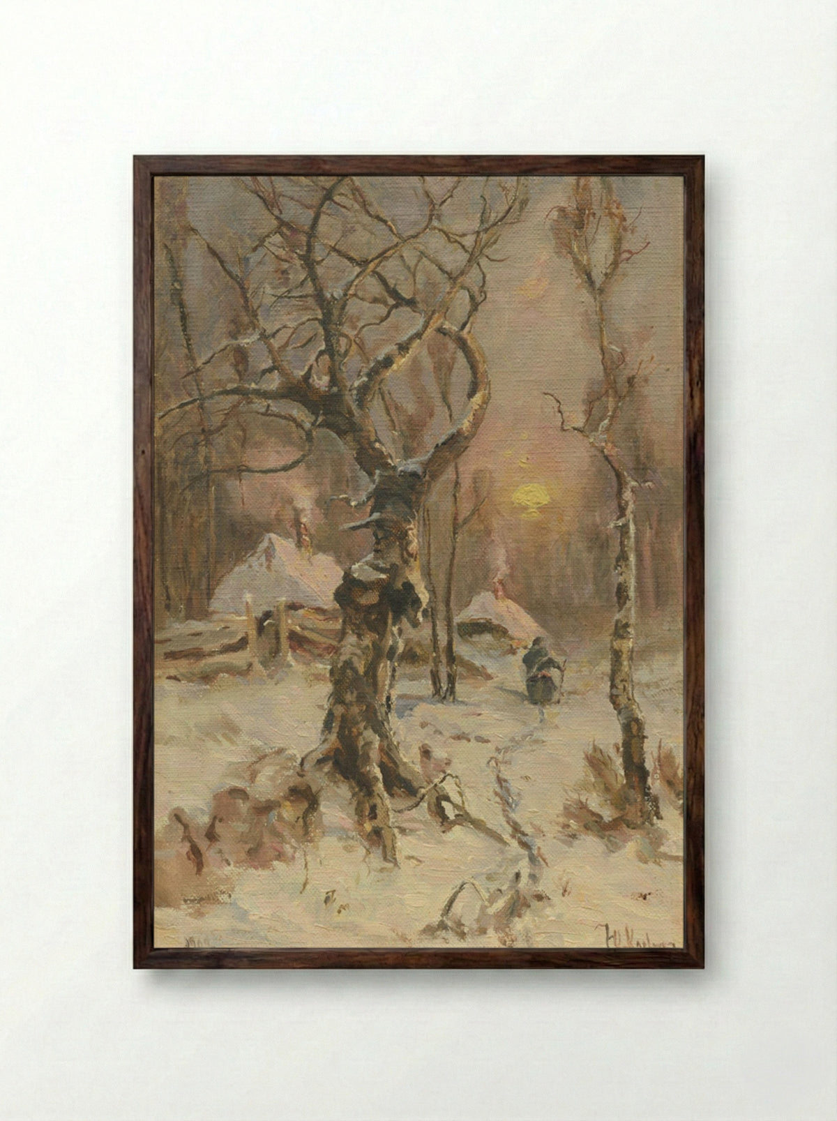 Winter Twilight - Julius Sergius von Klever - Framed Print Dark Wood