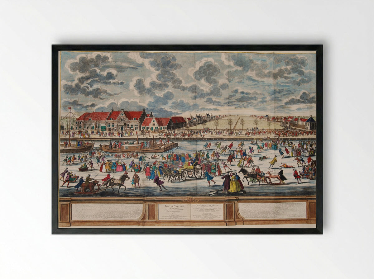 Winter Vreugde op den Amstel - Pieter Schenk (II) - Framed Print Black