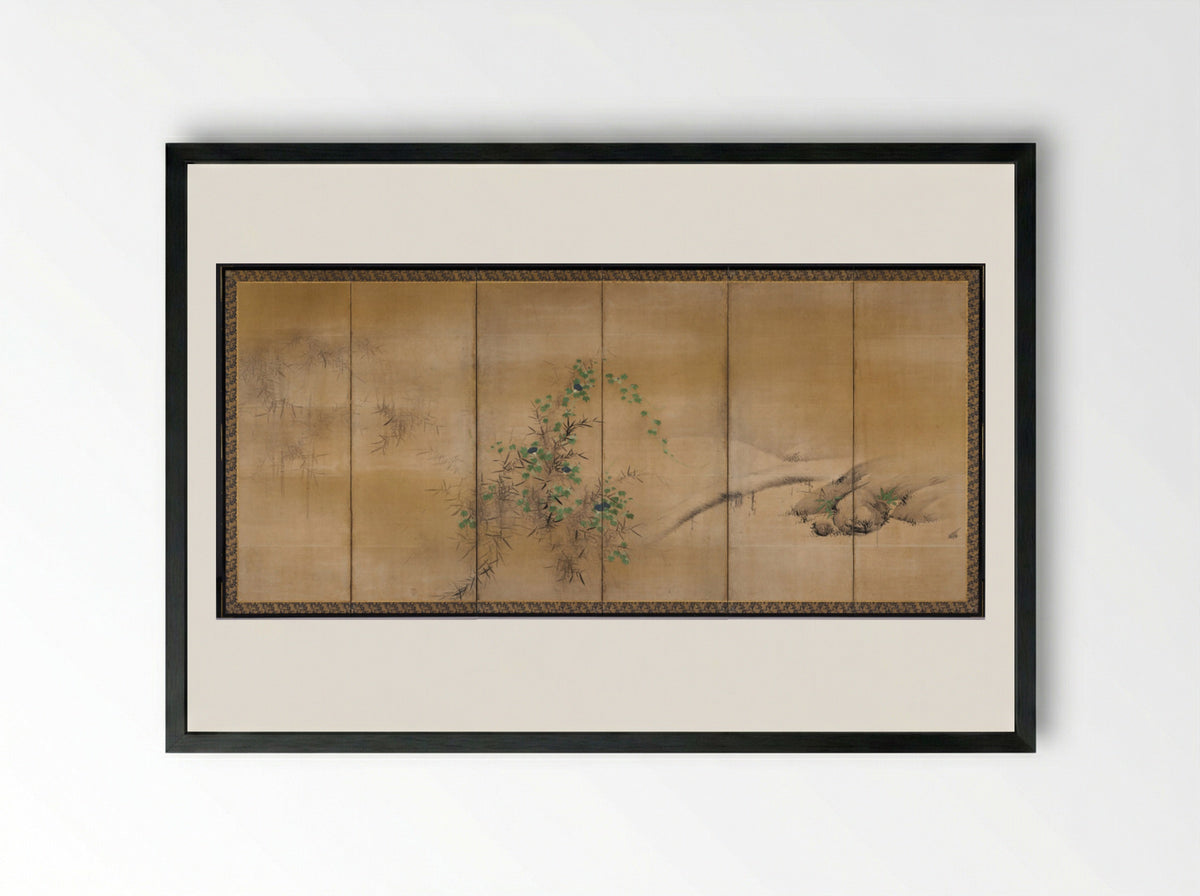 Winter and Summer Flowers - Kaihō Yūshō - Framed Print Black