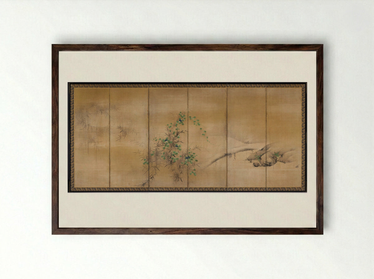 Winter and Summer Flowers - Kaihō Yūshō - Framed Print Dark Wood