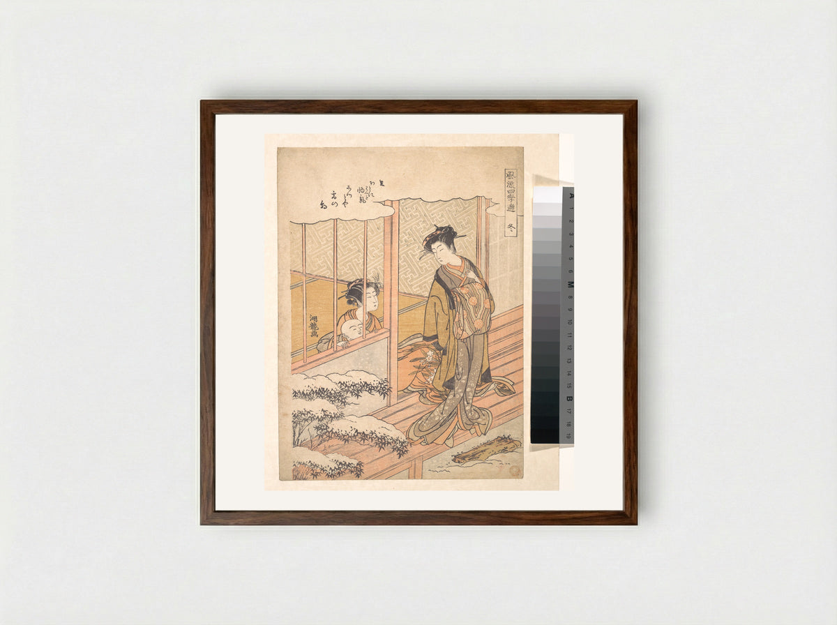 Winter, from the series Elegant Play in the Four Seasons - Isoda Koryūsai - Framed Print Dark Wood