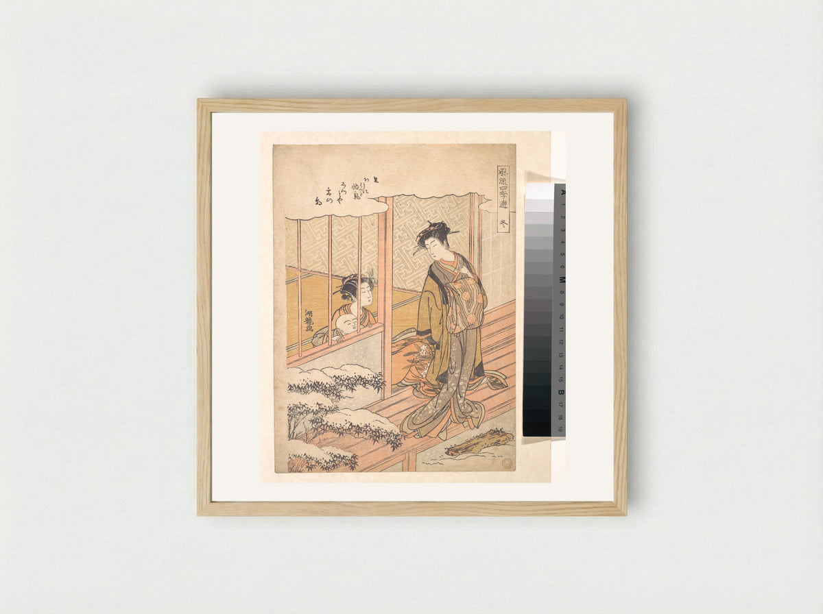 Winter, from the series Elegant Play in the Four Seasons - Isoda Koryūsai - Framed Print Wood