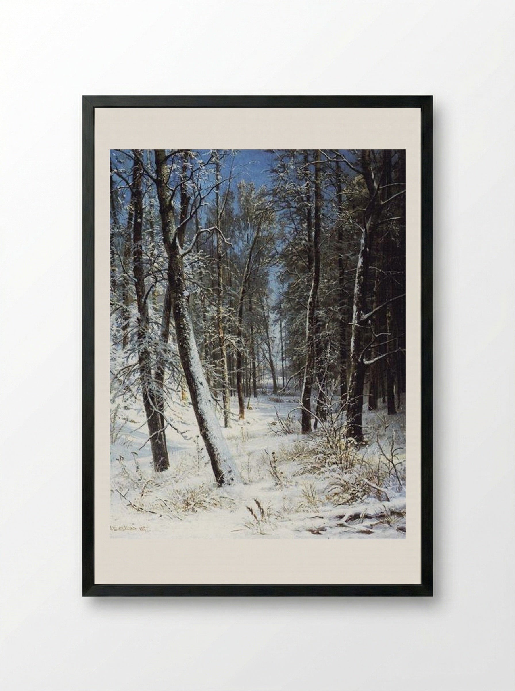 Winter in a Forest (Rime) - Ivan Shishkin - Framed Print Black