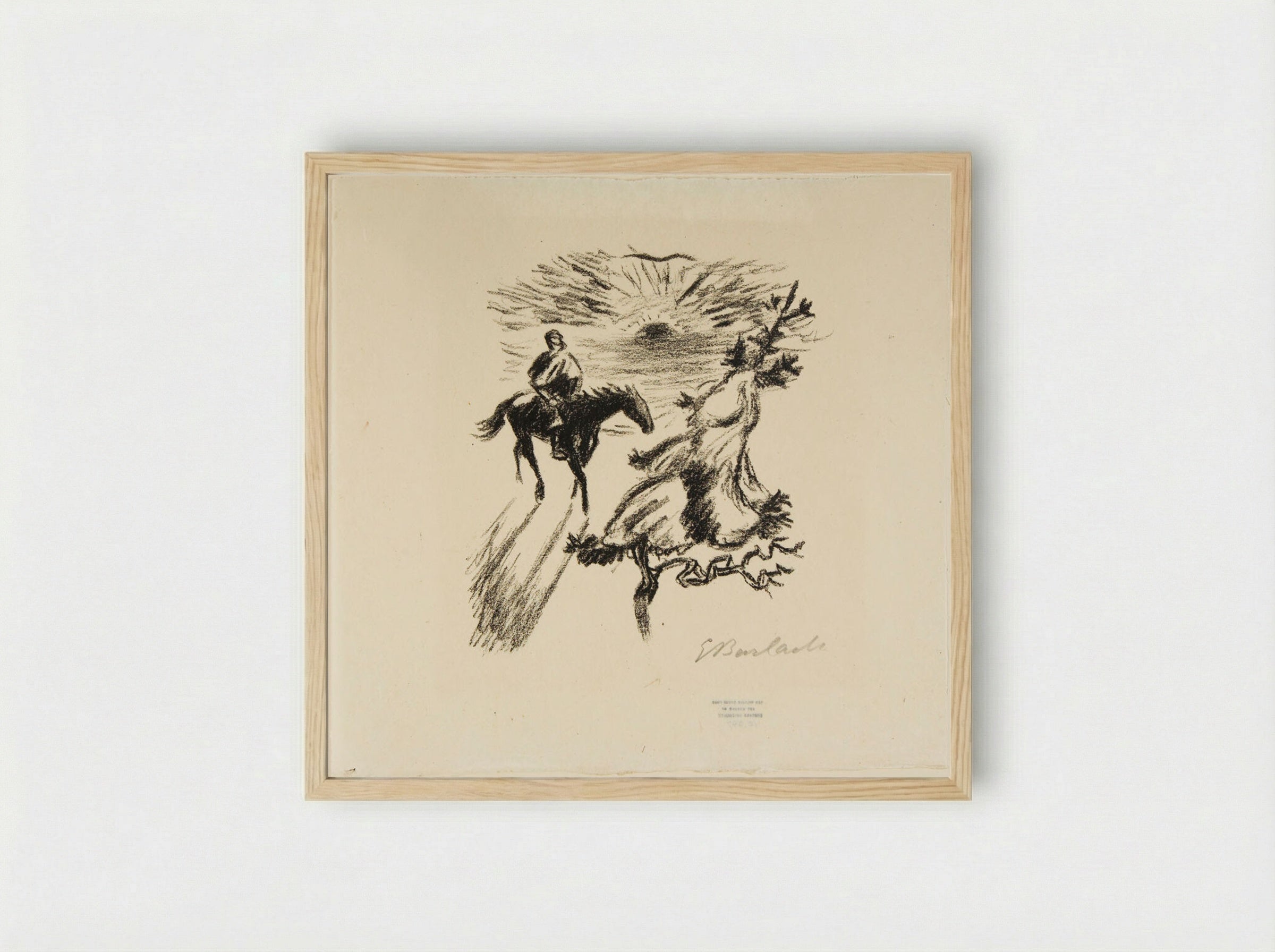Winter journey in the Harz Mountains 1: Solitary Rider - Ernst Barlach - Framed Print Wood