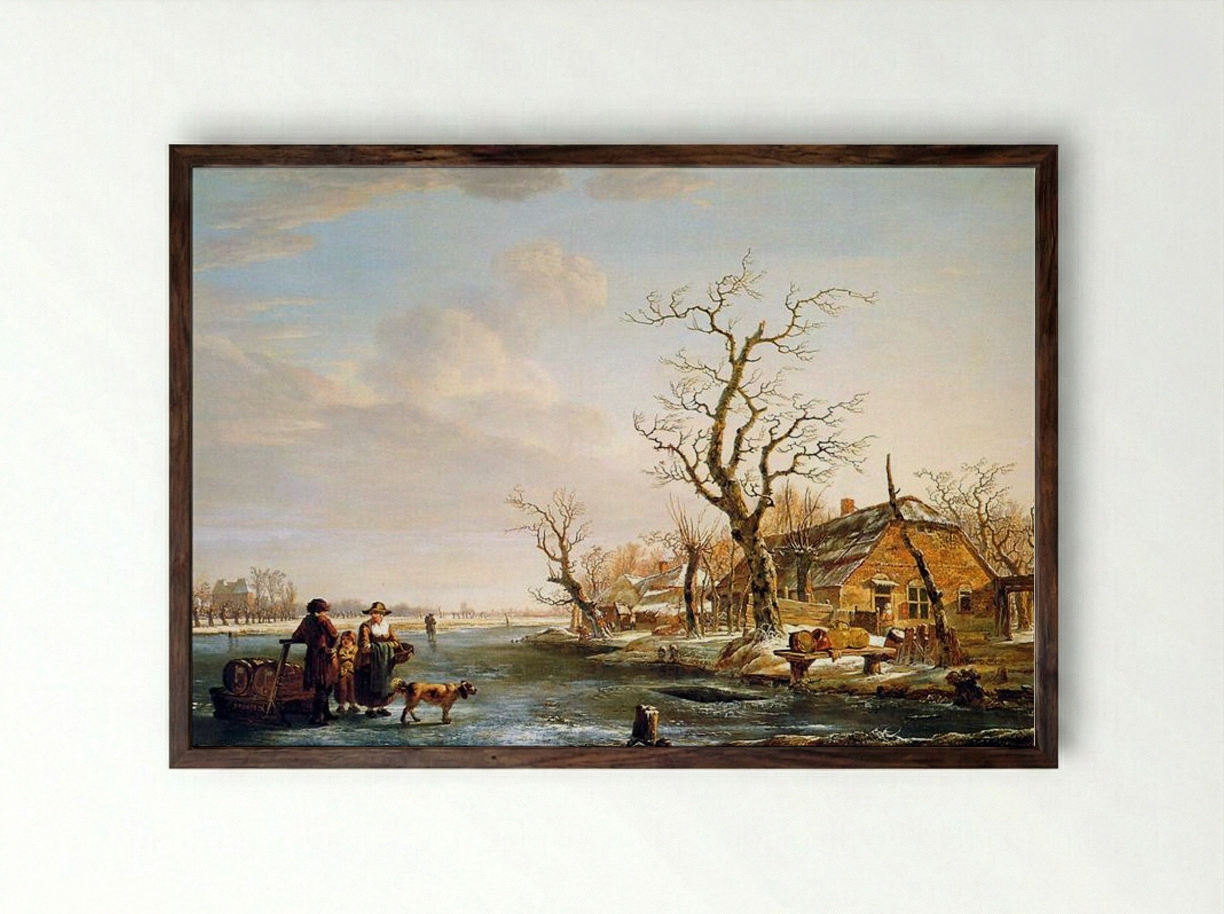 Winter landscape at Drevel - Jacob van Strij - Framed Print Dark Wood