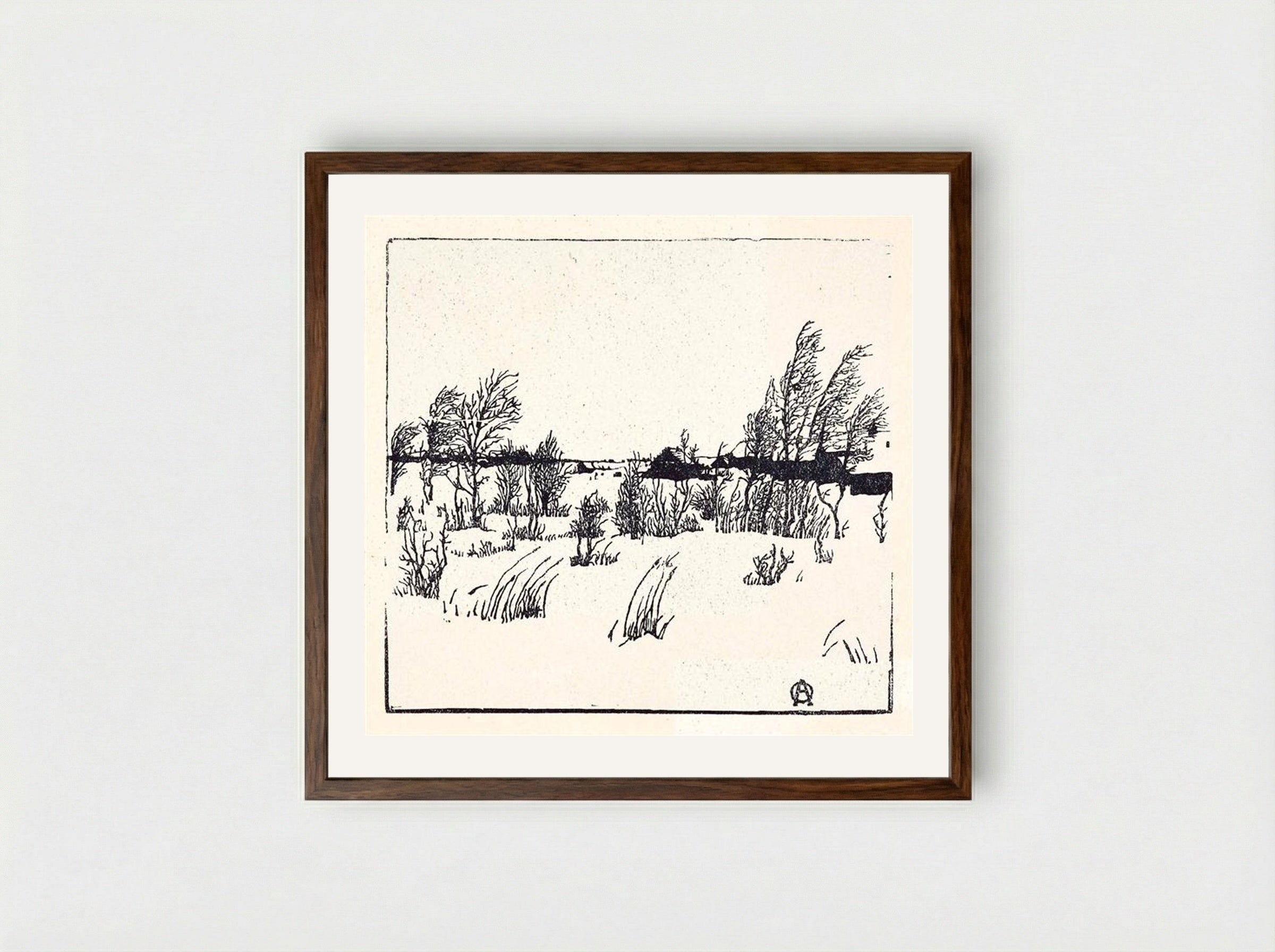 Winter - Anna Ostroumova-Lebedeva - Framed Print Dark Wood