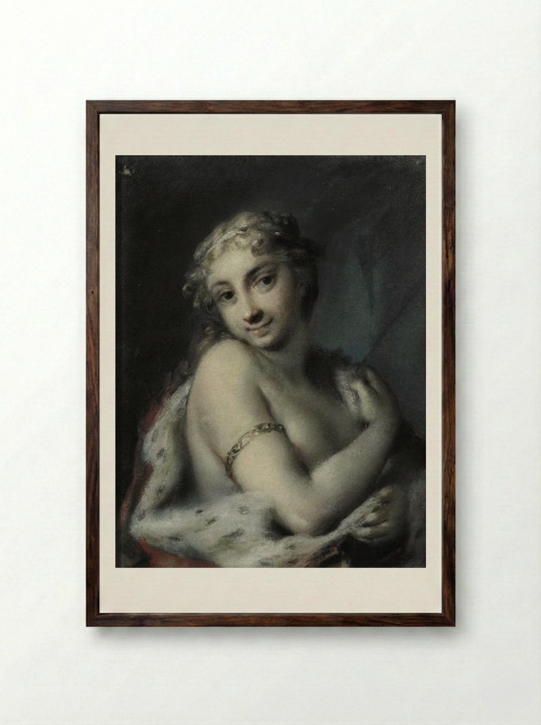 Winter - Rosalba Carriera - Framed Print Dark Wood