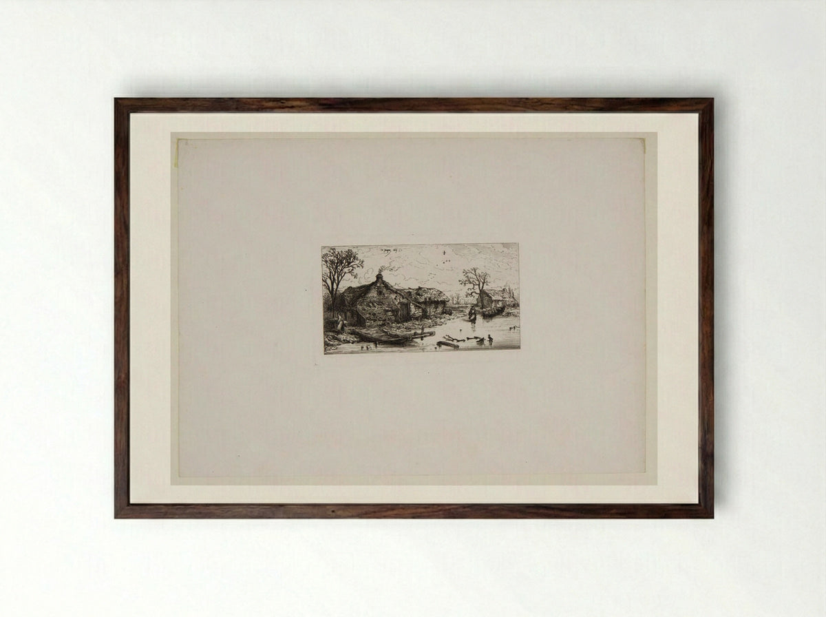 Winter - Charles-Émile Jacque - Framed Print Dark Wood