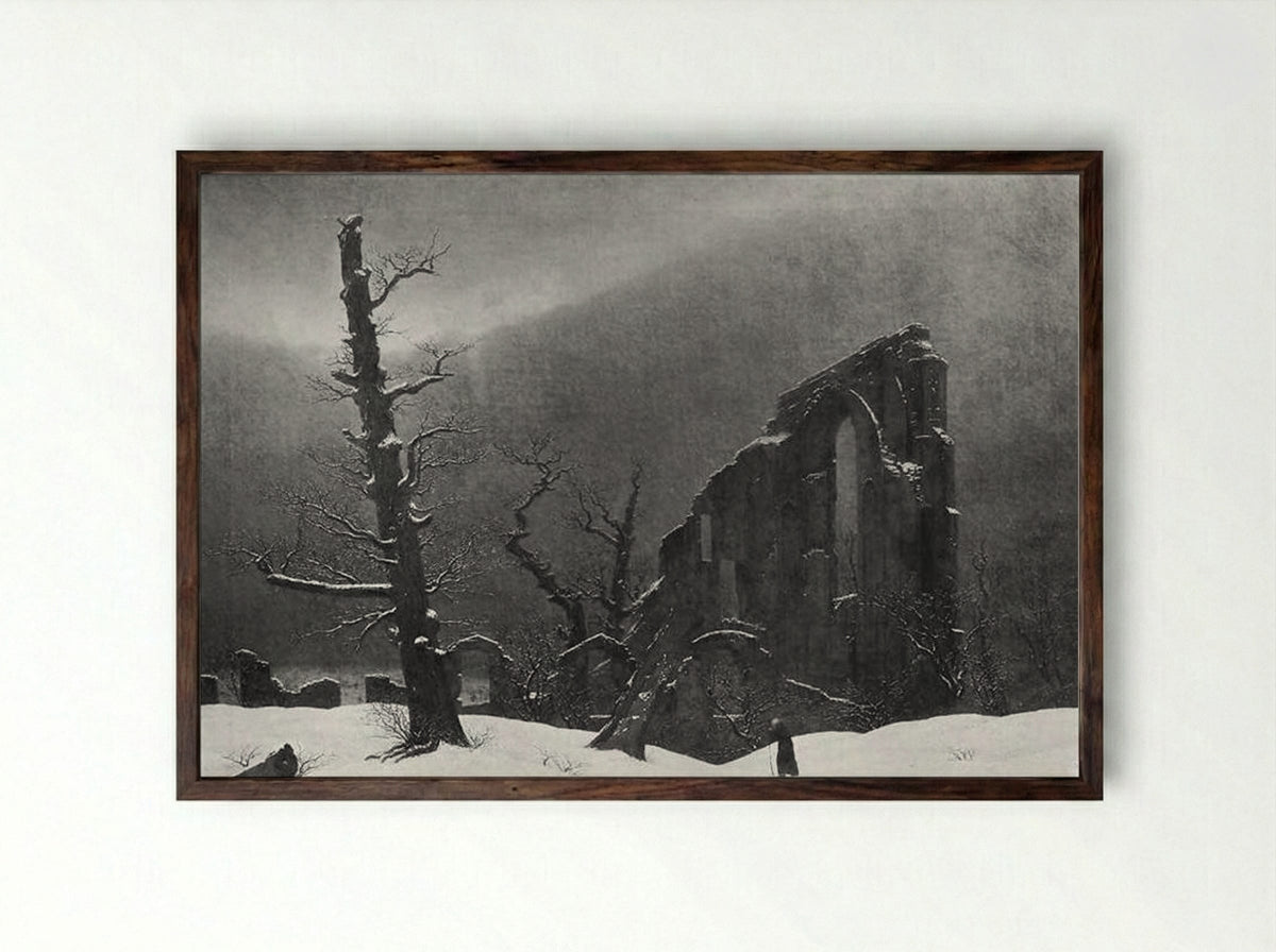 Winter - Caspar David Friedrich - Framed Print Dark Wood