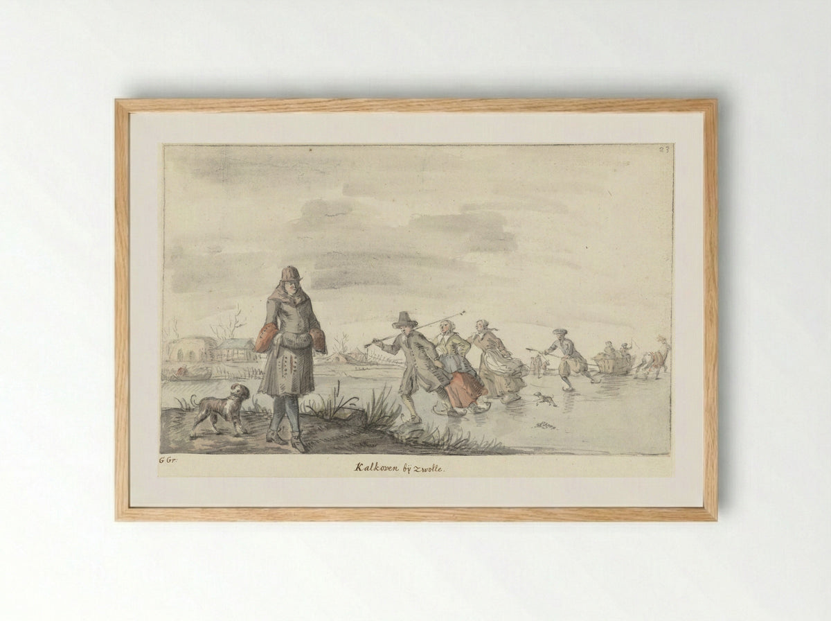 Wintergezicht bij de kalkoven te Zwolle - Gerrit Grasdorp - Framed Print Wood