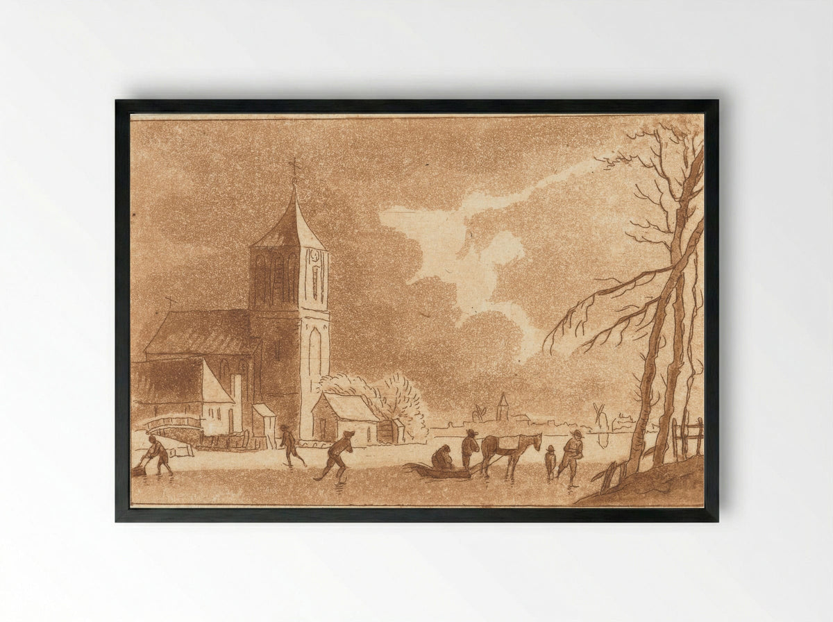 Wintergezicht - Anthonie van den Bos - Framed Print Black