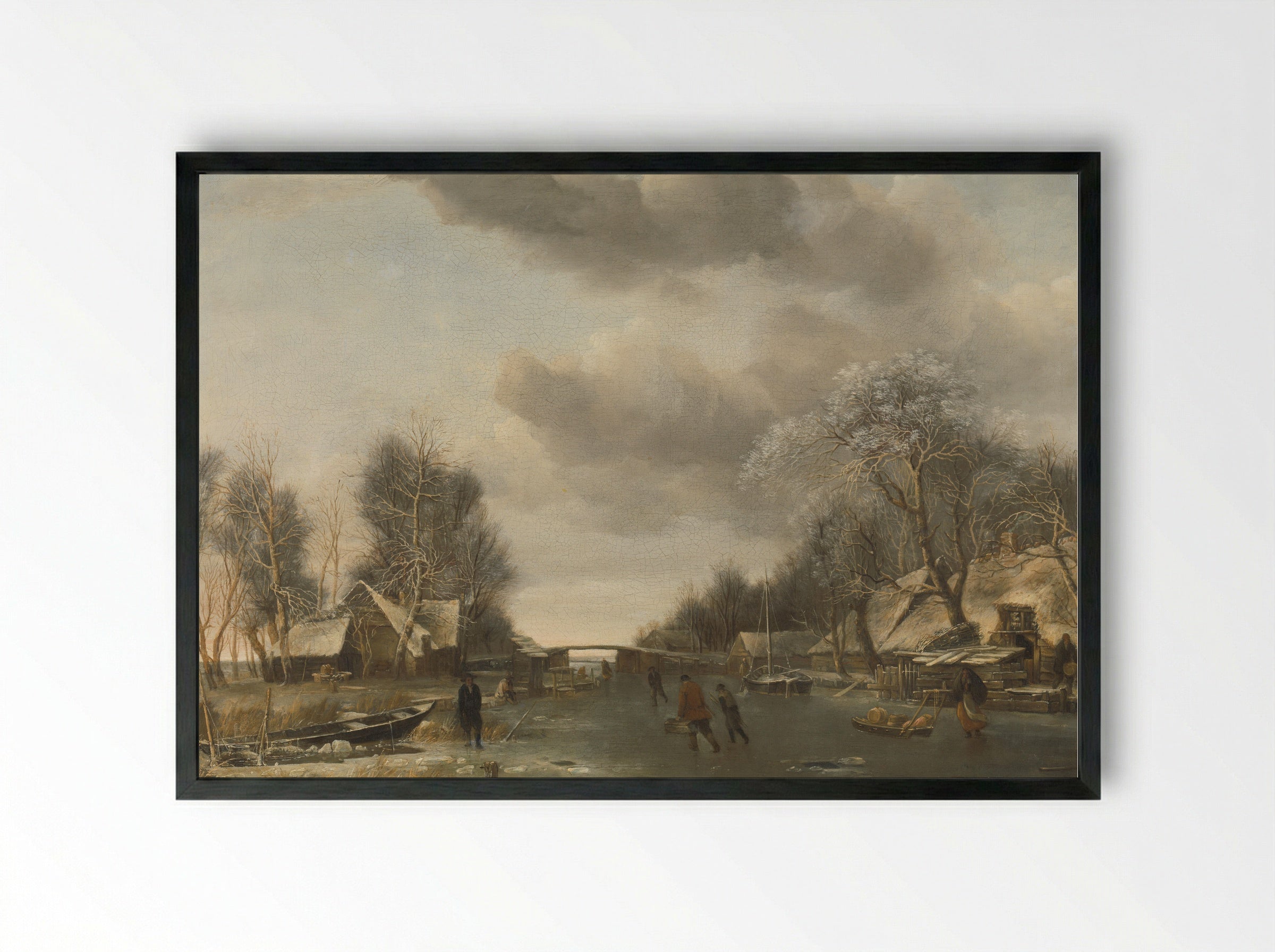 Wintergezicht - Jan van de Cappelle - Framed Print Black