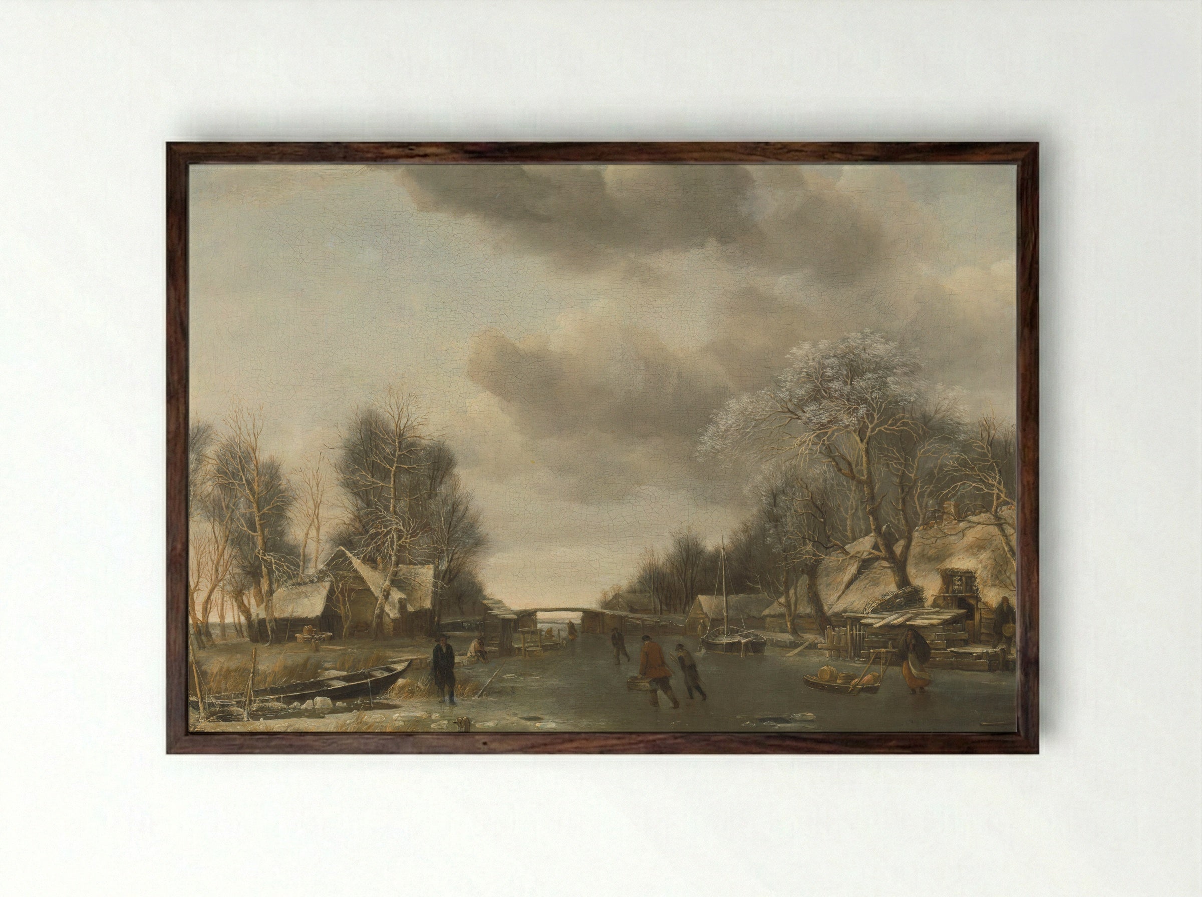 Wintergezicht - Jan van de Cappelle - Framed Print Dark Wood