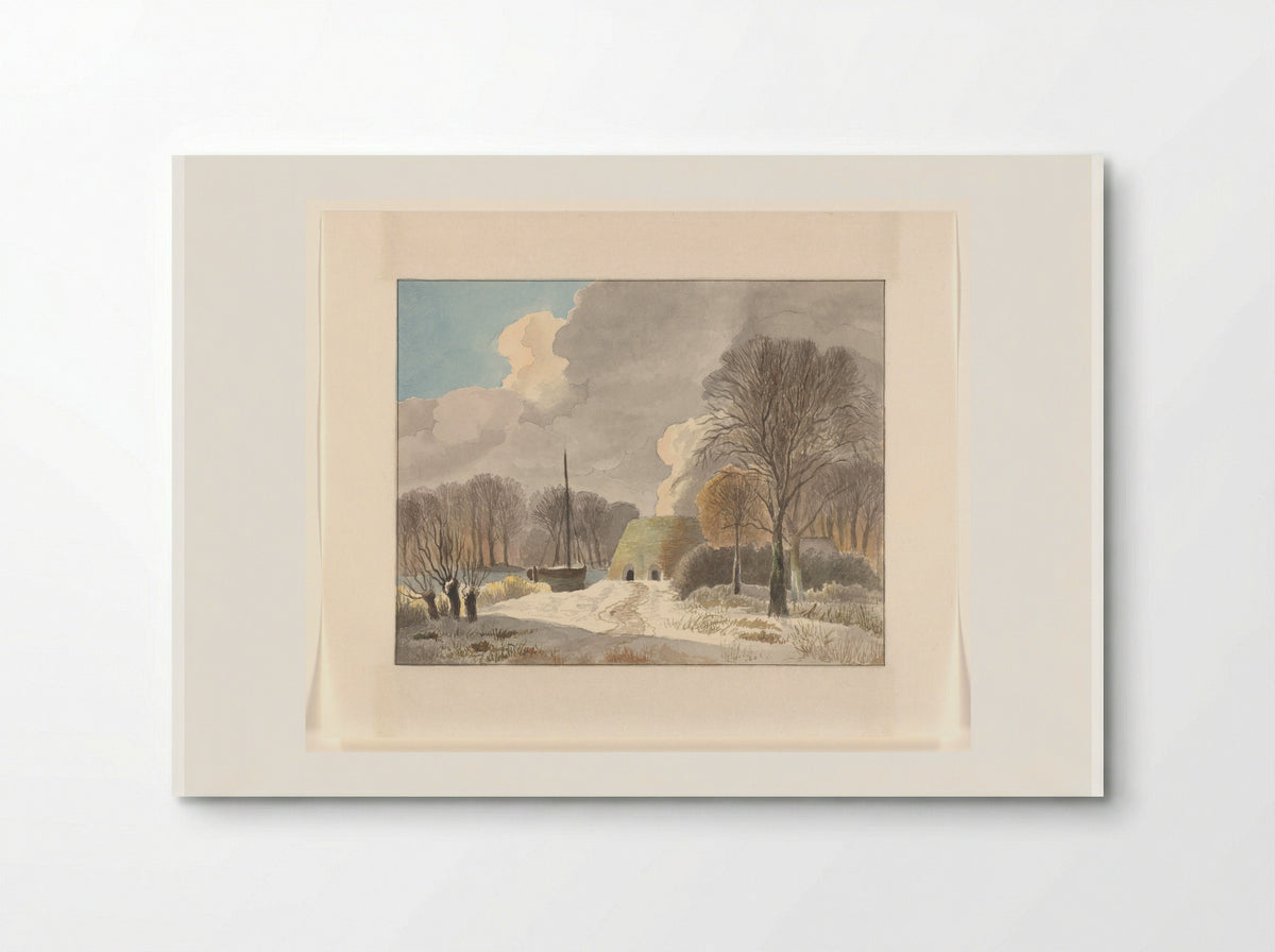 Winterlandschap met brandende kalkoven - Johannes van Reijn - Poster