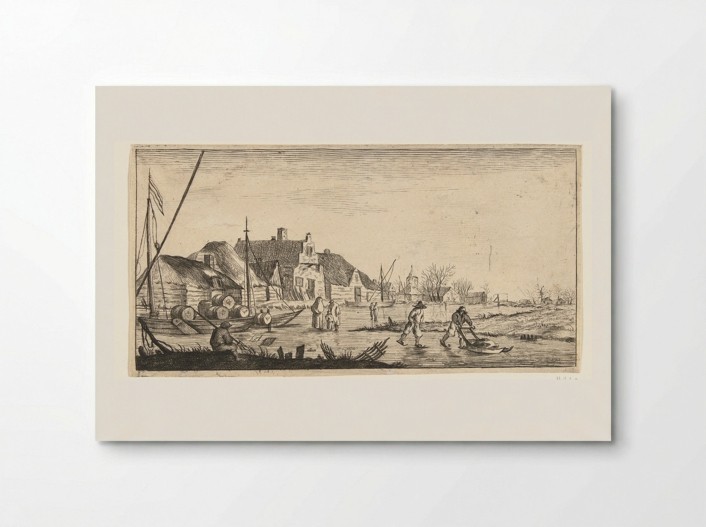 Winterlandschap met een dorp aan een rivier - Jan van de Cappelle - Poster