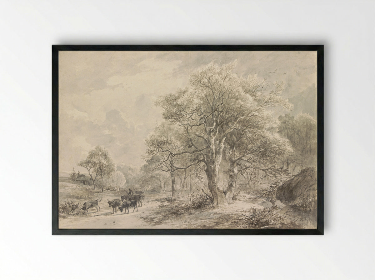 Winterlandschap - Jacobus Pelgrom - Framed Print Black