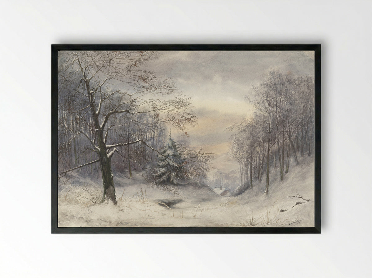 Winterlandschap - Jan Daniël Cornelis Carel Willem baron de Constant Rebecque - Framed Print Black