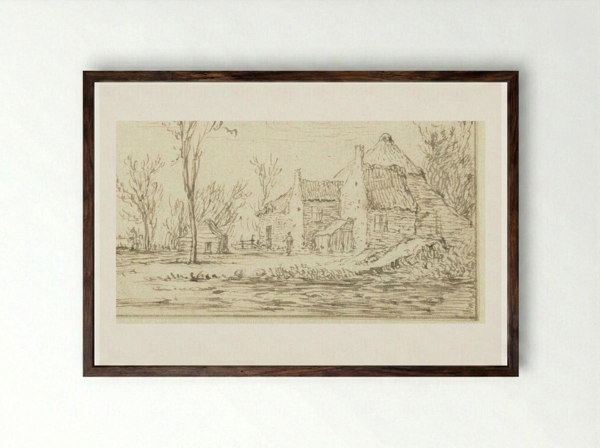 Winterlandschap - Jan van Goyen - Framed Print Dark Wood