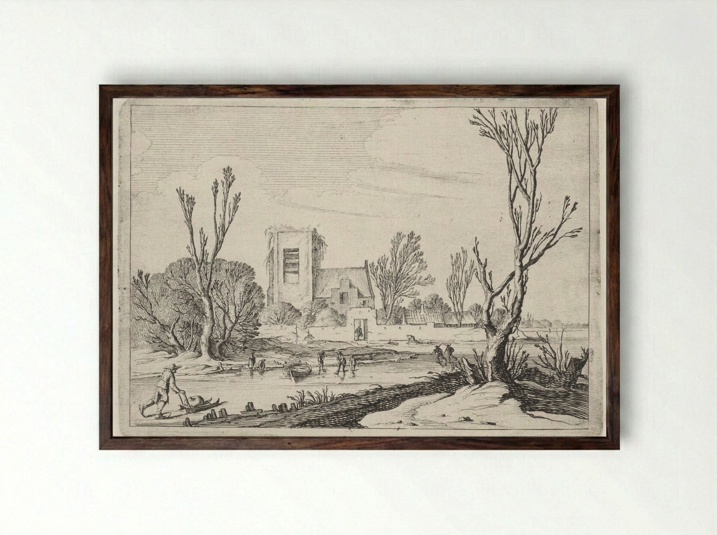 Winterlandschap - Gillis van Scheyndel (I) - Framed Print Dark Wood